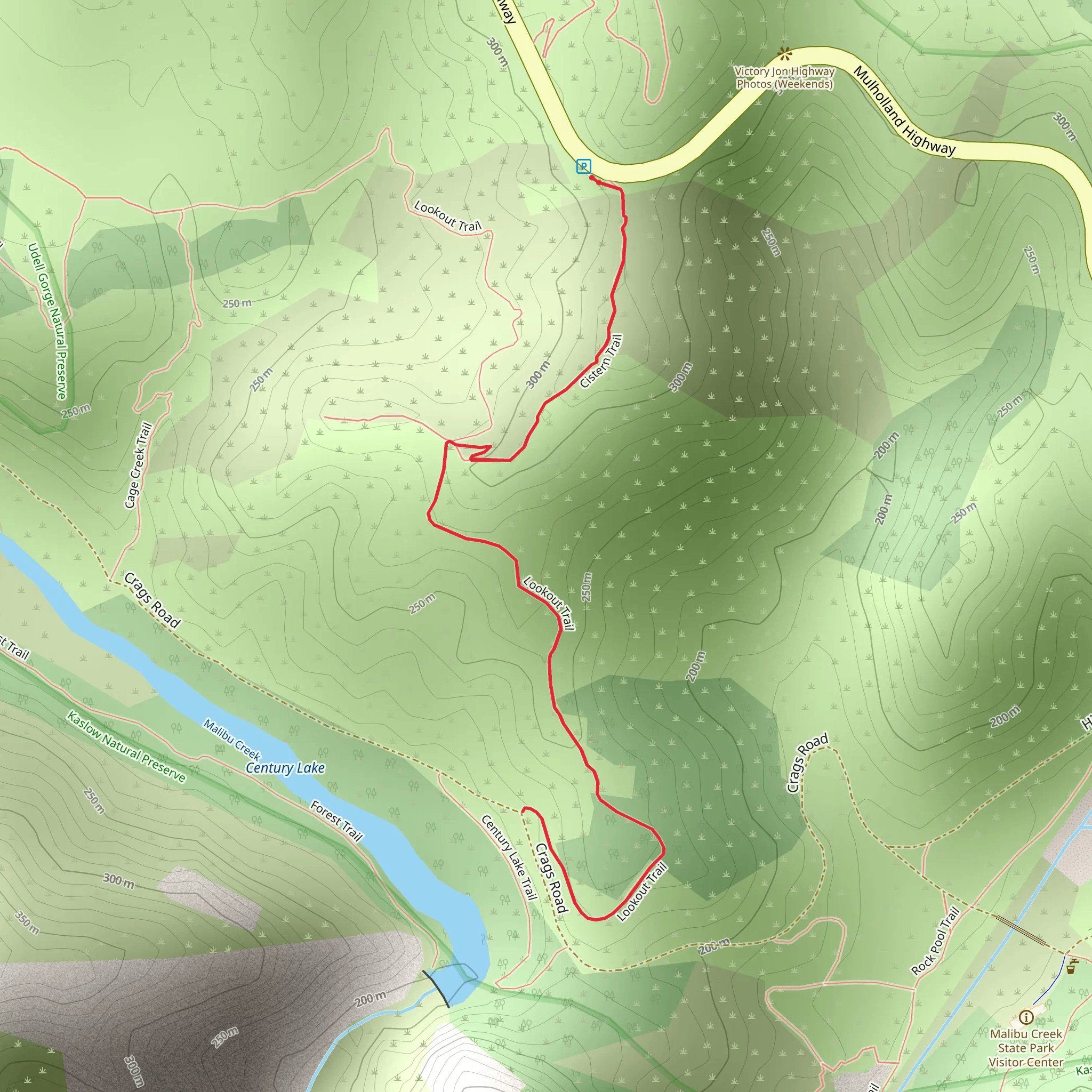 Century Lake and Lookout Trail via Cistern Trail mobile static map