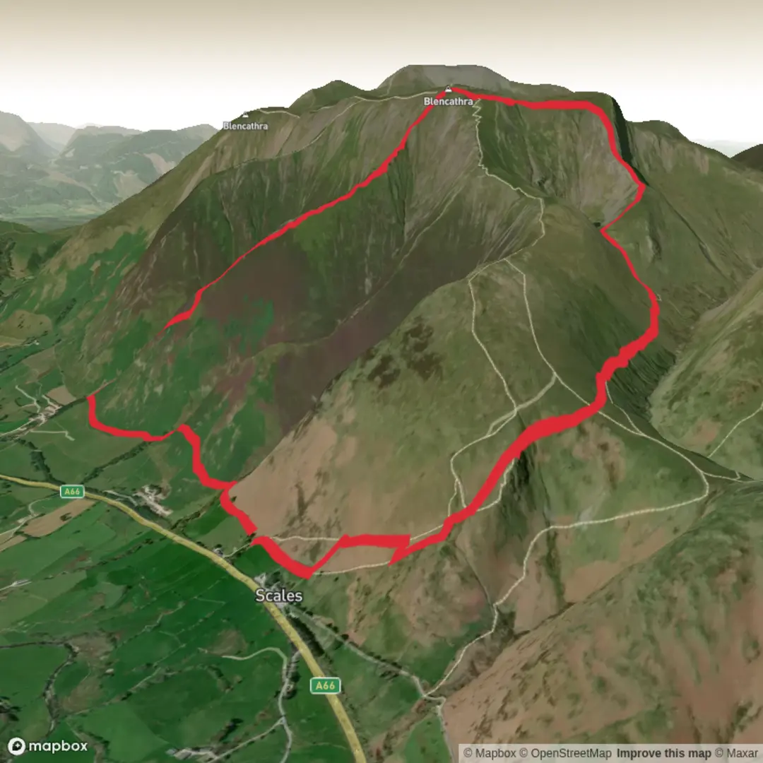 An image depicting the trail Blencathra inc Sharp Edge and its surrounding area.