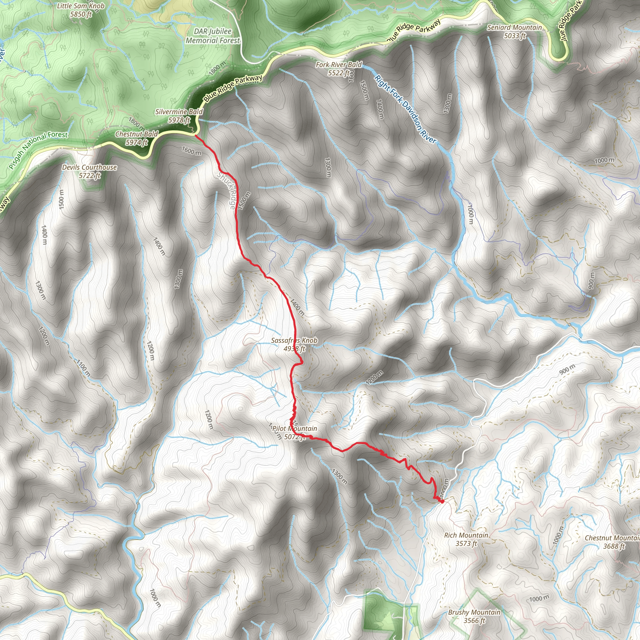 Art Loeb Trail to Blue Ridge Parkway mobile static map