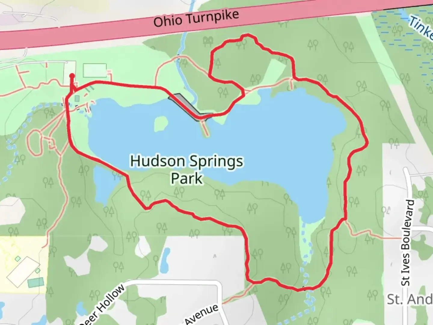 An image depicting the trail Hudson Springs Lake Loop and its surrounding area.