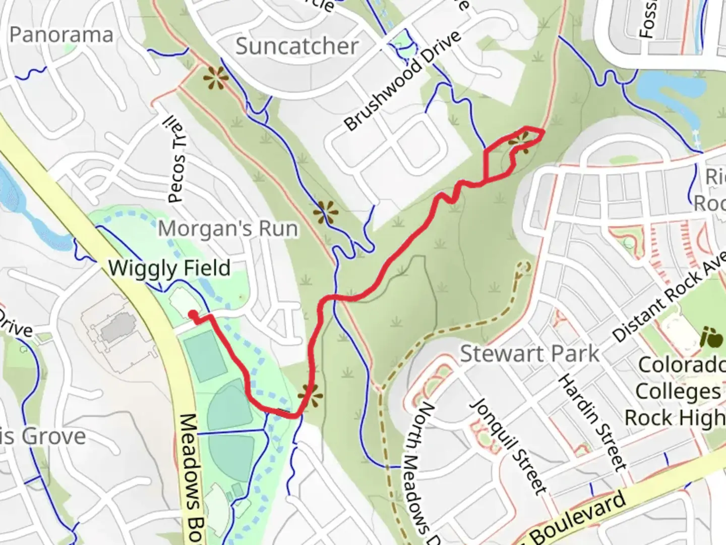 An image depicting the trail Native Legend Outdoor Classroom Trail and its surrounding area.