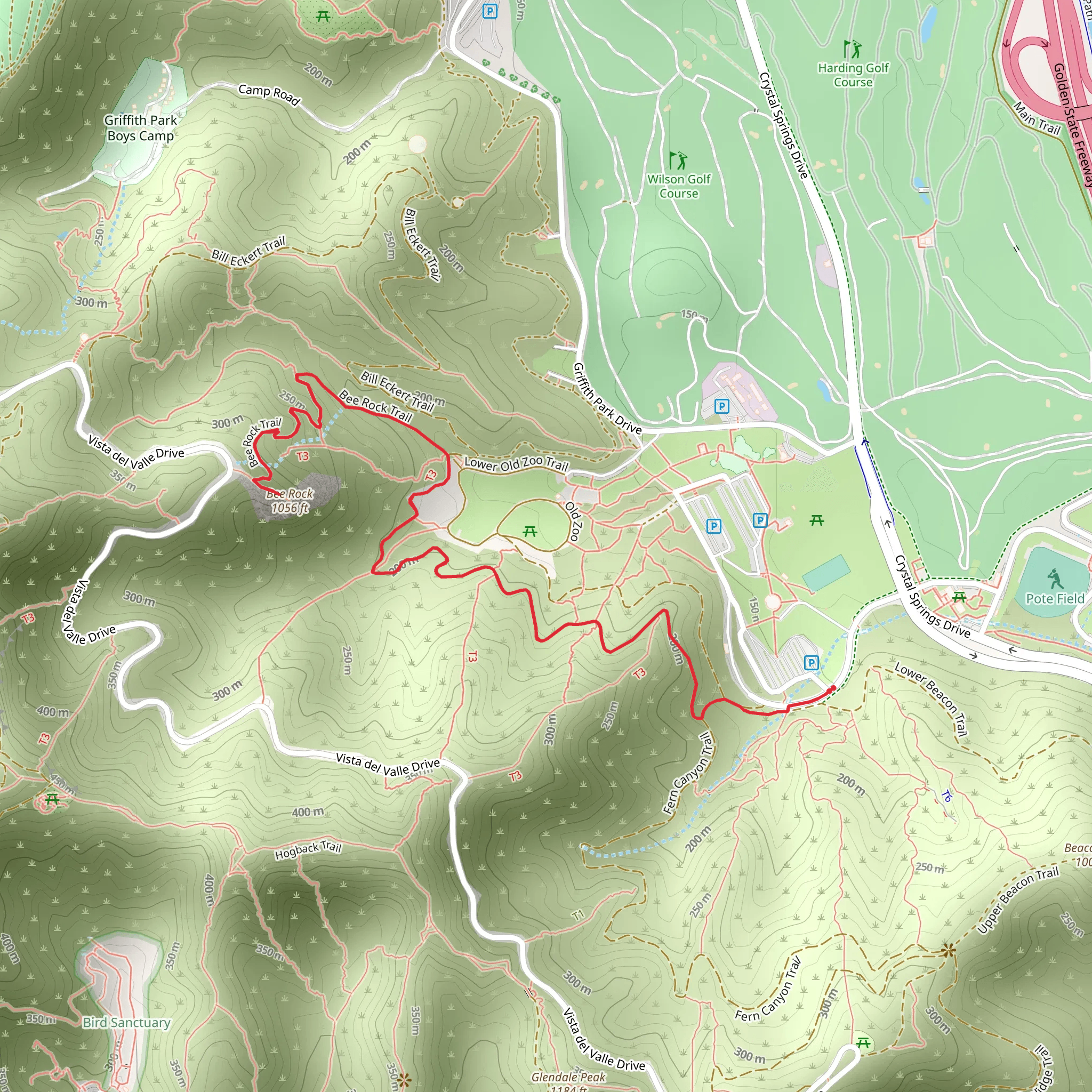 Bee Rock via Upper Old Zoo Trail mobile static map