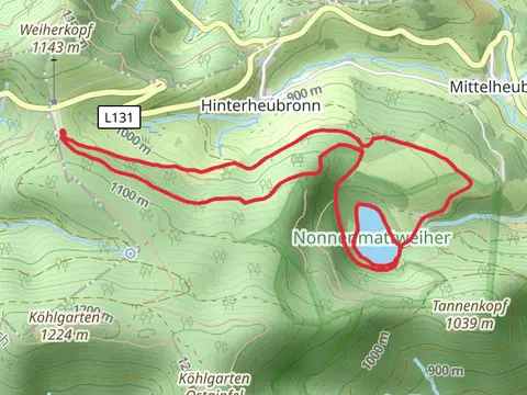 Nonnenmattweiher via Kreuzweg Parkplatz