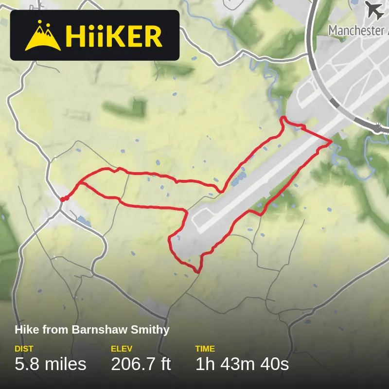 A map preview of the recording Hike from Barnshaw Smithy.