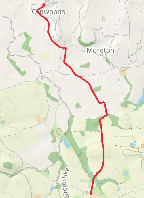 Hike on Outwoods to Red Lion mobile static map
