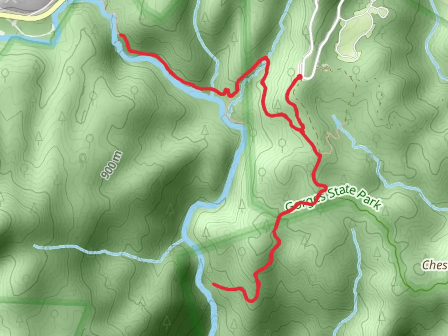 An image depicting the trail Rainbow Falls and Fisher Trail and its surrounding area.