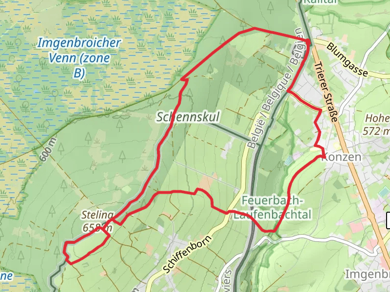 Steling and Eifelblick Muetzenich Loop via Moor Route