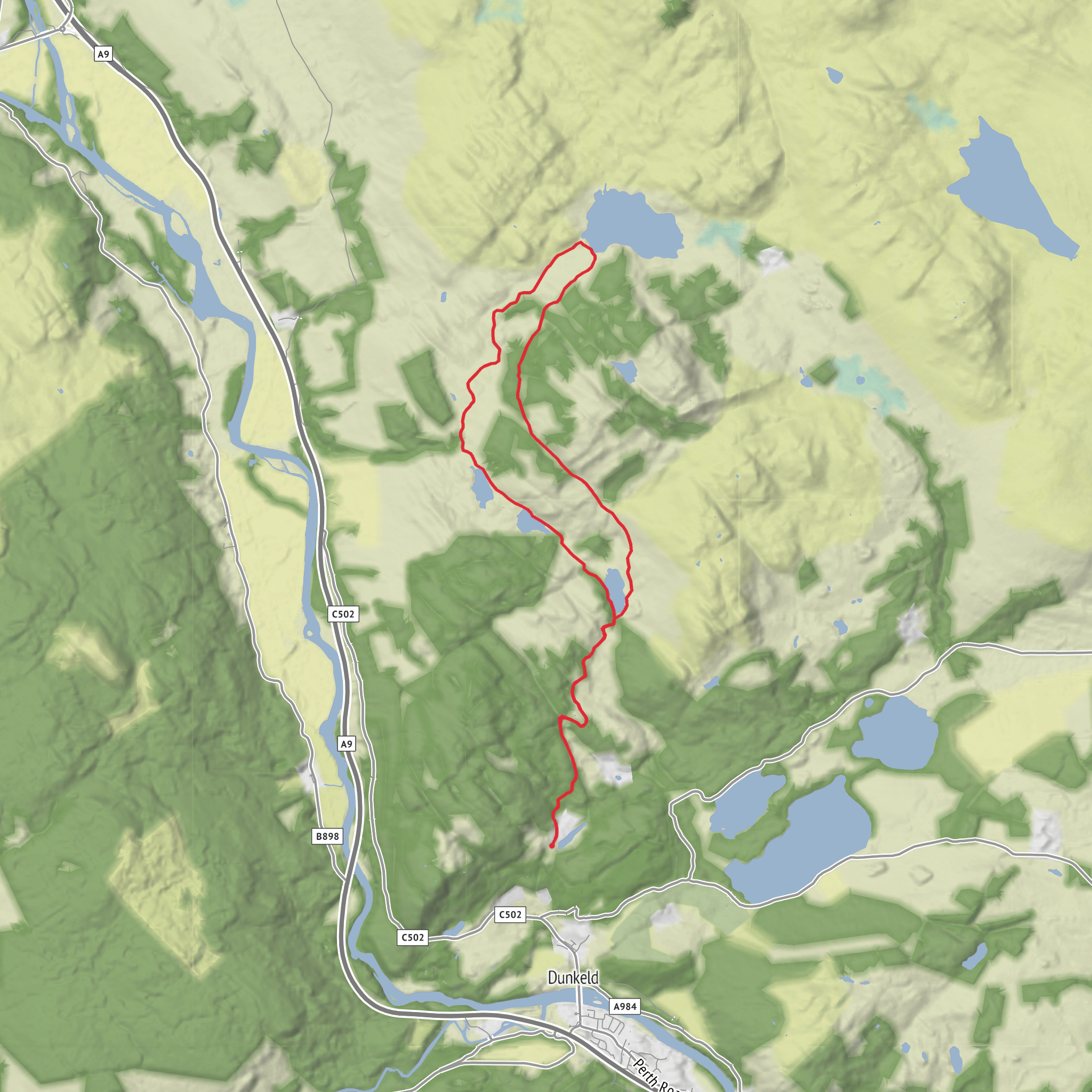 Mill Dam, Loch Ordie, Dowally Loch and Rotmell Loch Loop mobile static map