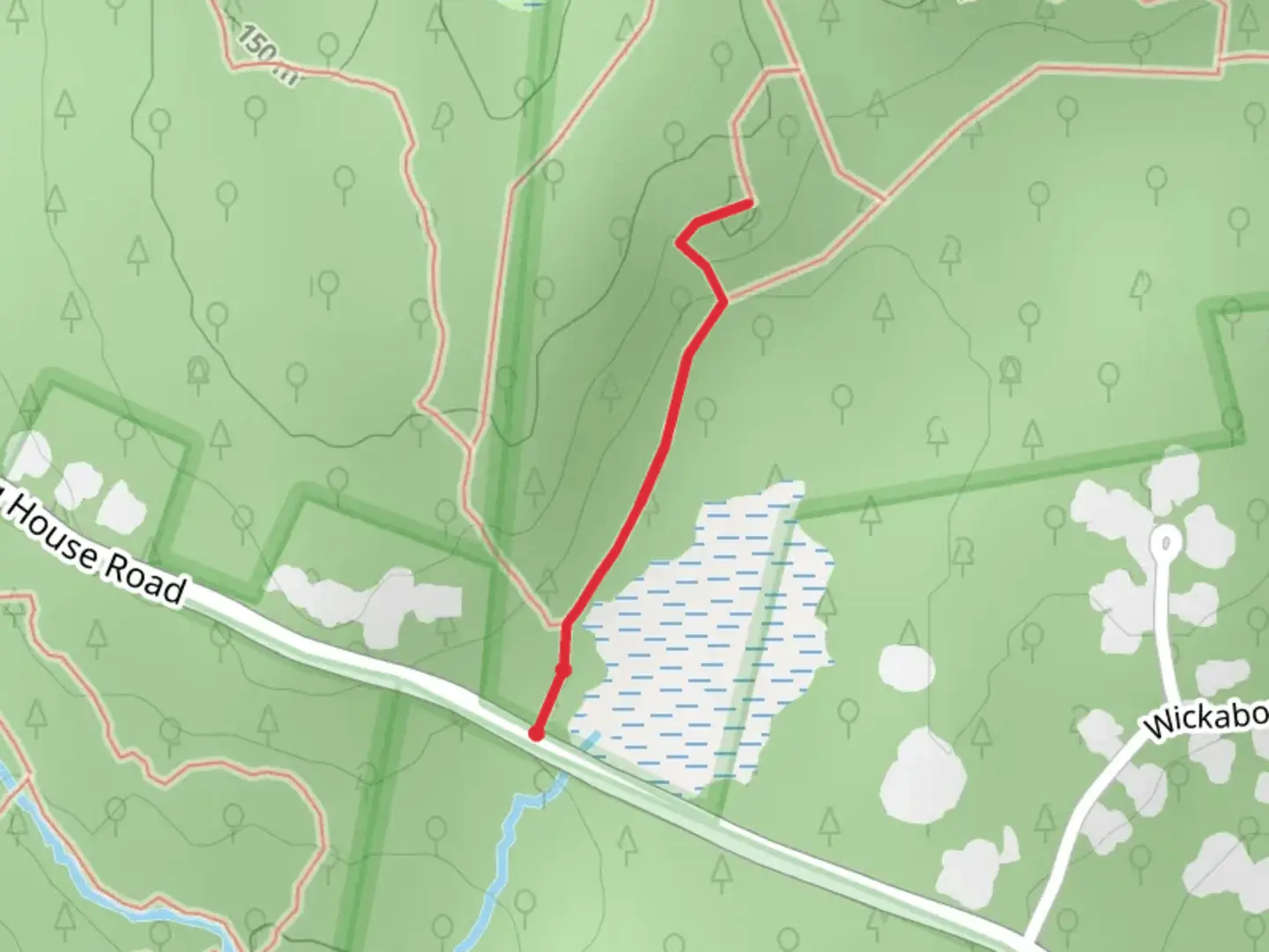 An image depicting the trail Wicka Boxet State Forest and its surrounding area.