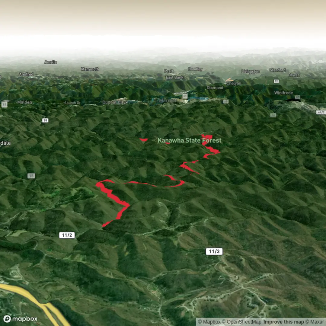 An image depicting the trail Mary Draper Ingles Trail, Hemlock Falls Trail and Davis Creek Trail and its surrounding area.