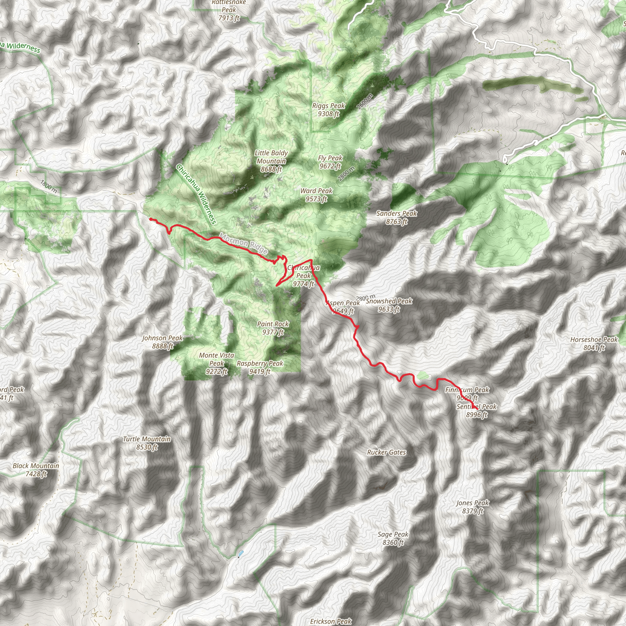 Sentinel Peak from Sycamore Campground mobile static map