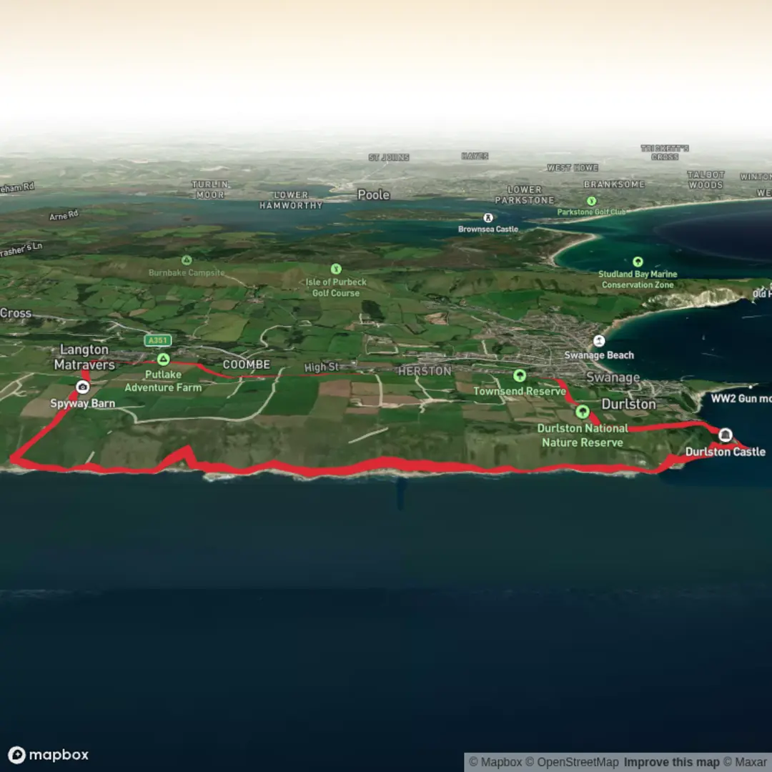 An image depicting the trail Langton Matravers Loop and its surrounding area.