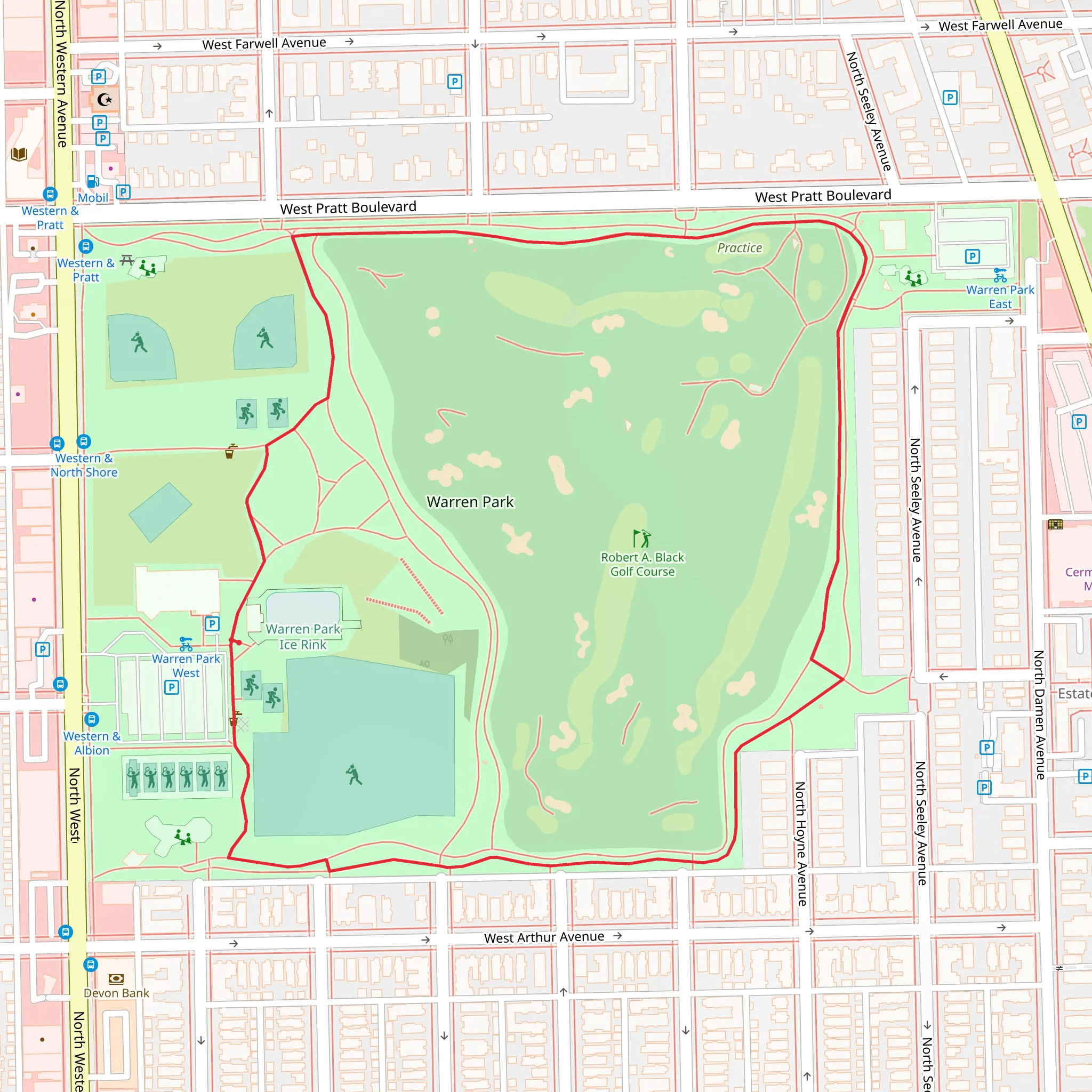 Warren Park Loop mobile static map
