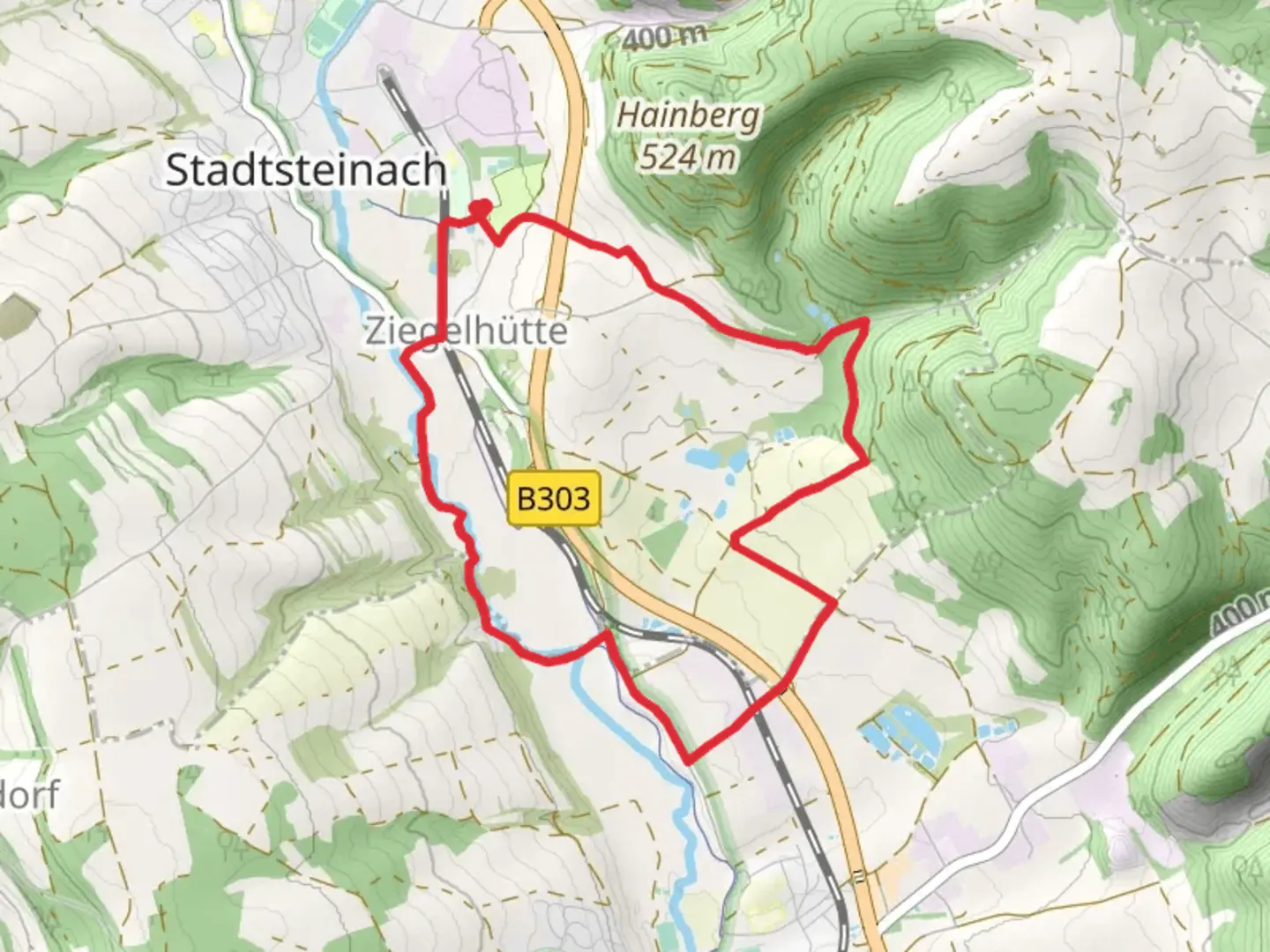 An image depicting the trail Fluss-und Teichufer Weg and Frankenwaldsteig and its surrounding area.