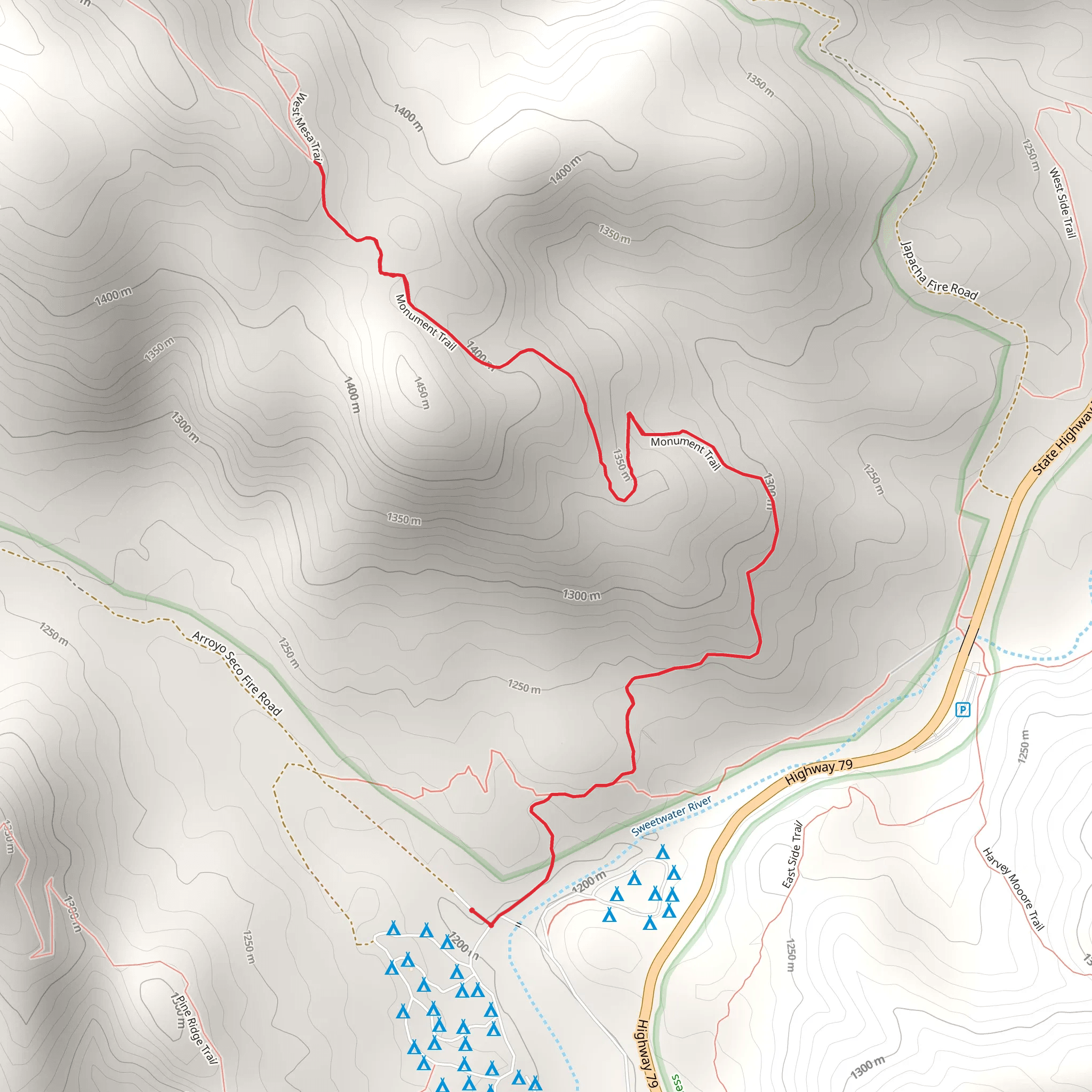 Monument Trail mobile static map