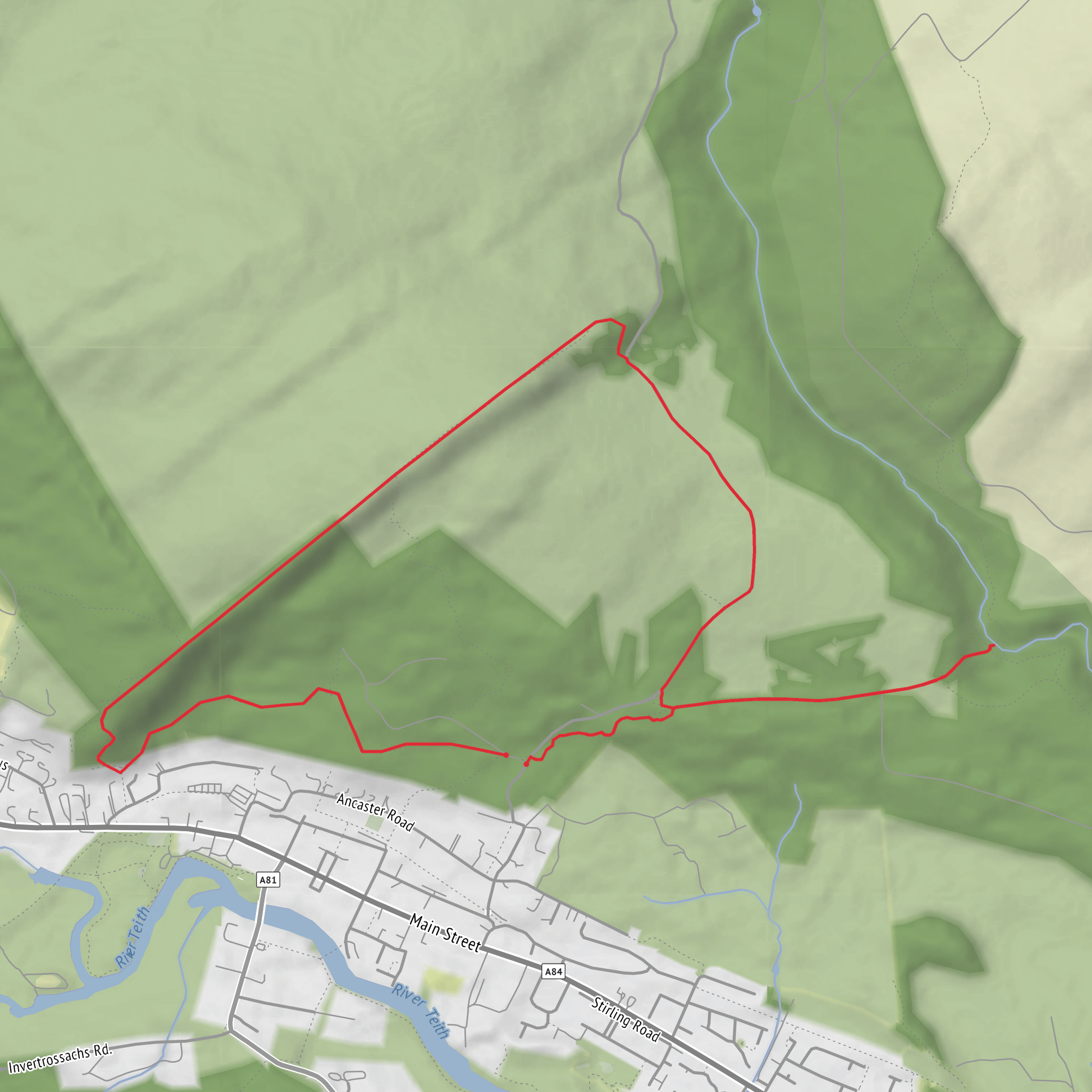Callander Craig and Bracklinn Falls Loop mobile static map