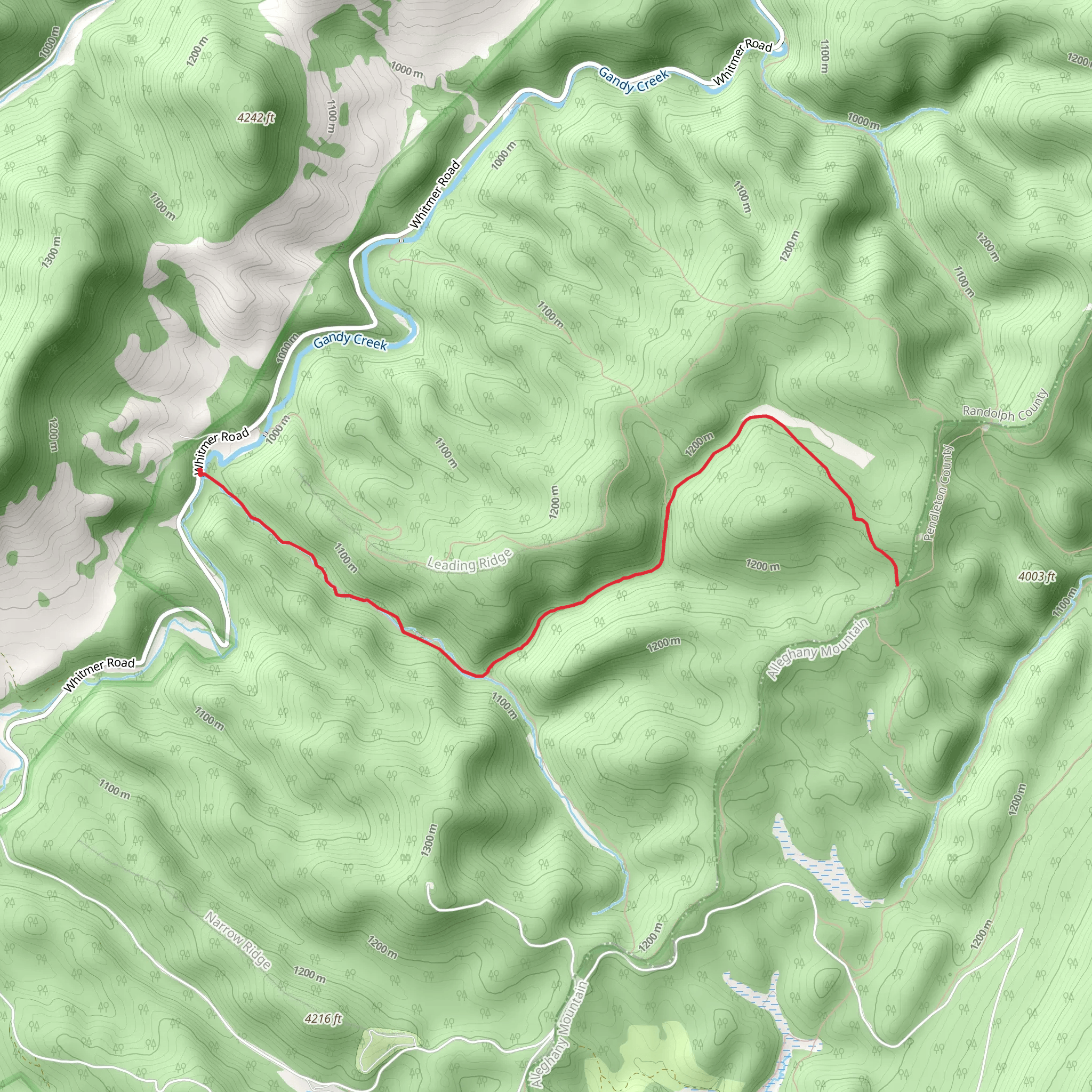 North Prong Trail via Big Trail mobile static map