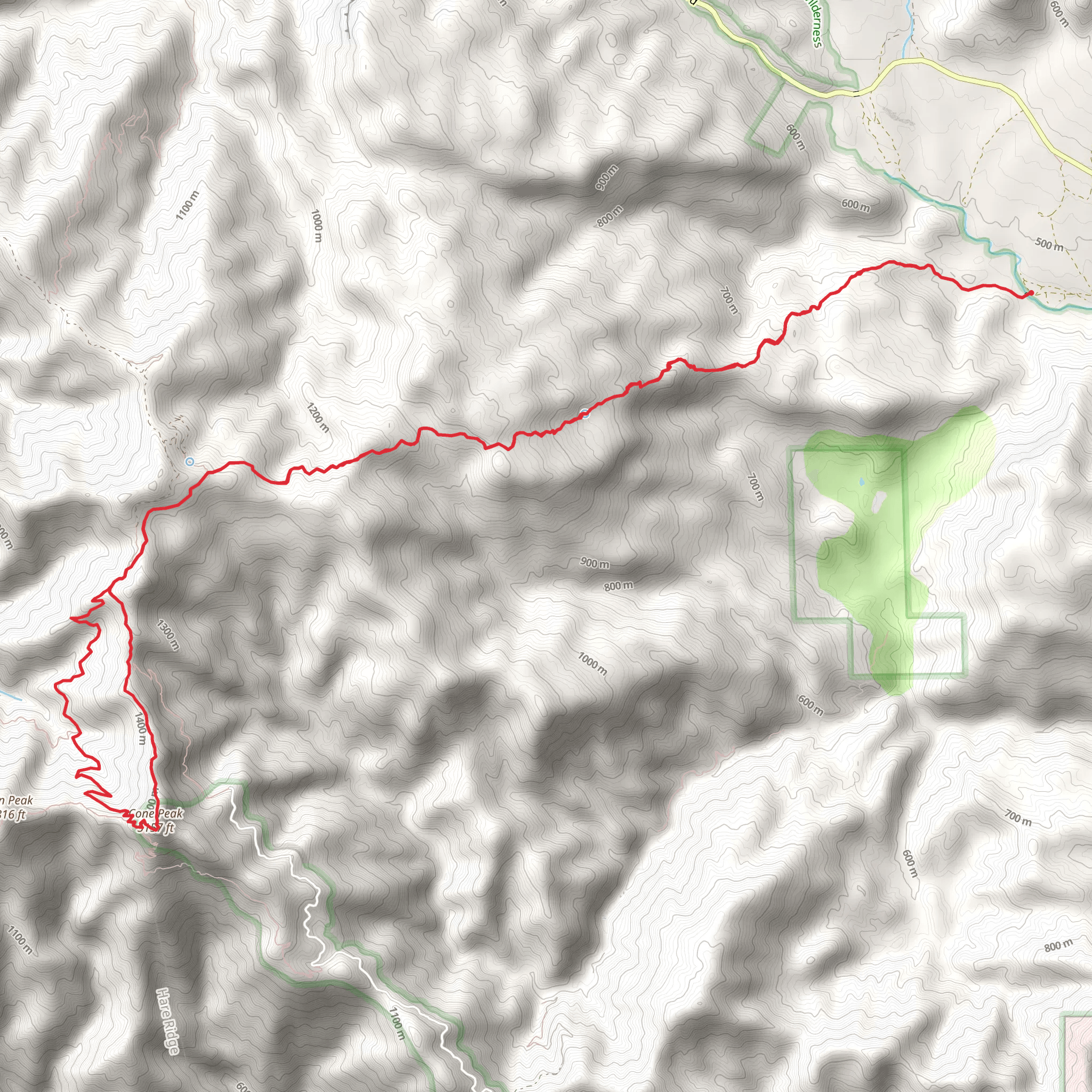 Cone Peak Loop via Carrizo Creek Trail mobile static map