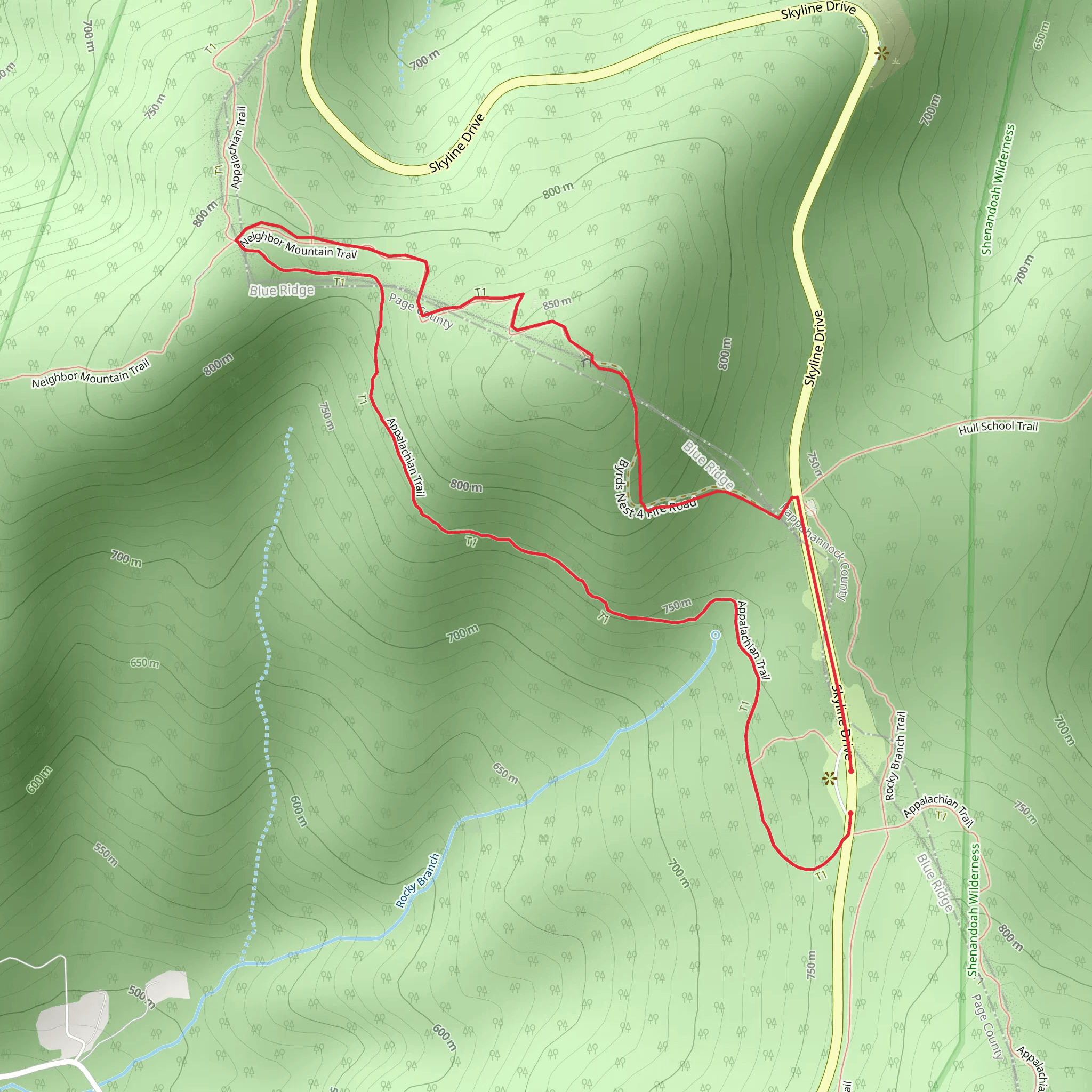 Skyline Drive Loop mobile static map