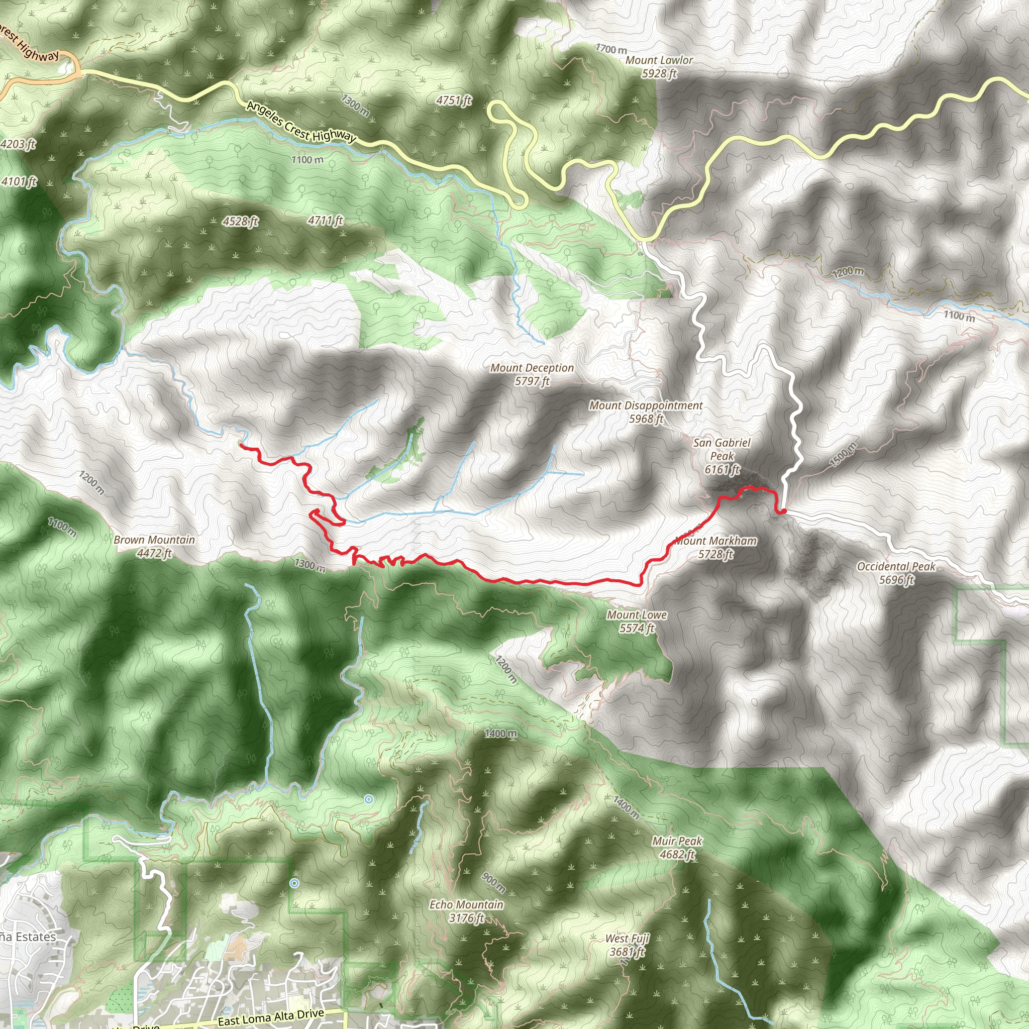 Bear Canyon Trail Camp from Eaton Saddle mobile static map
