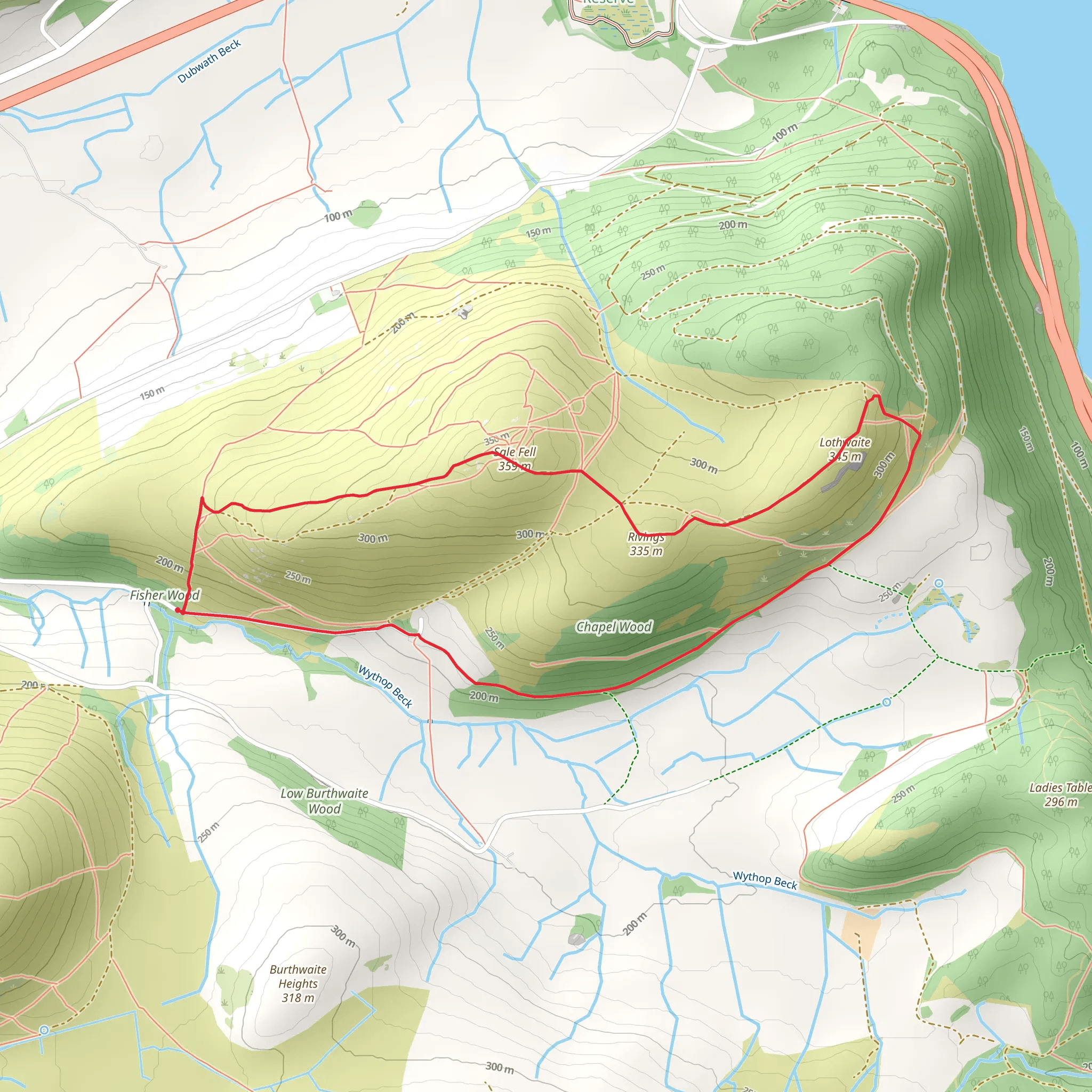 Dodd Crag, Sale Fell and Chapel Wood Loop mobile static map
