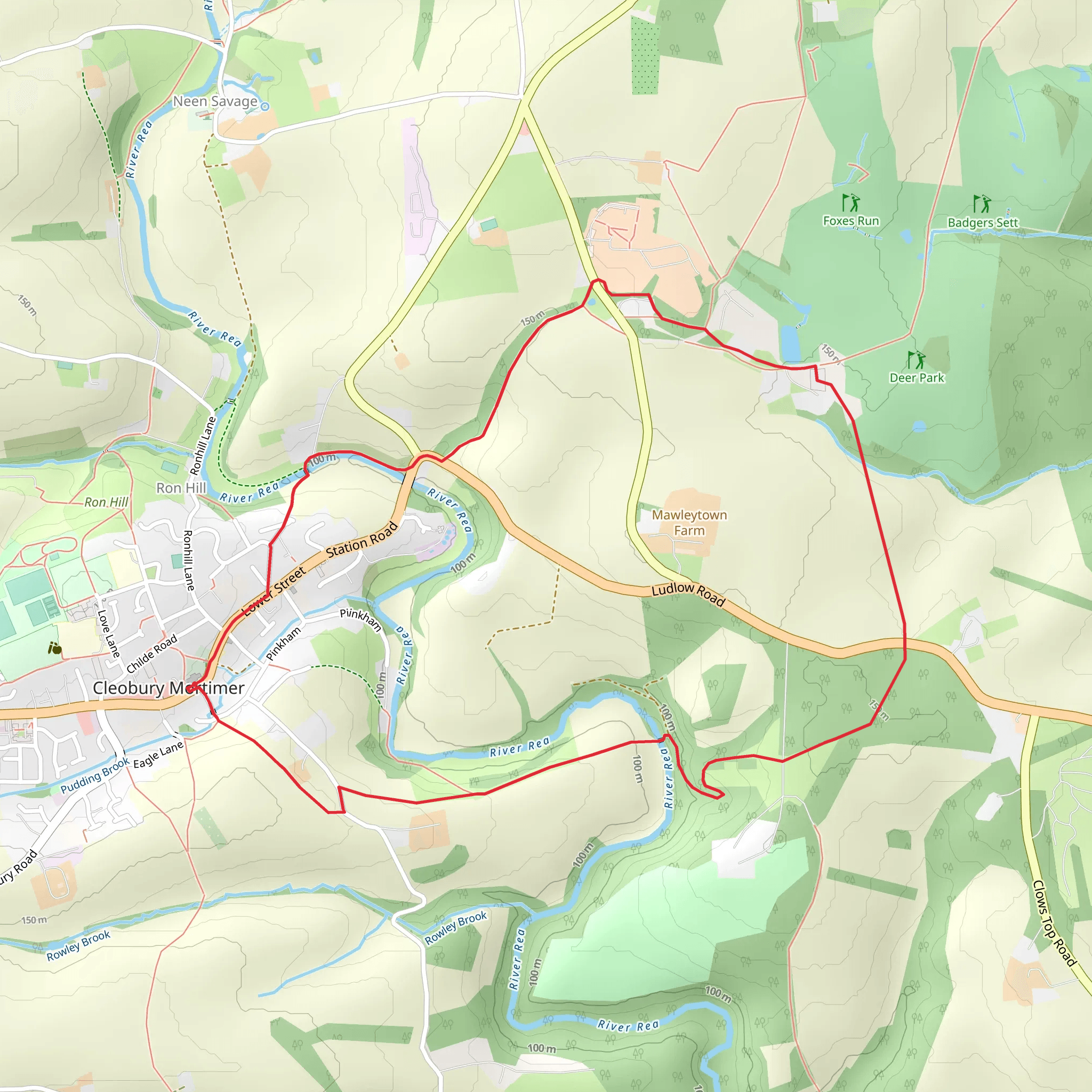 Cleobury Mortimer and Wyre Common Loop mobile static map