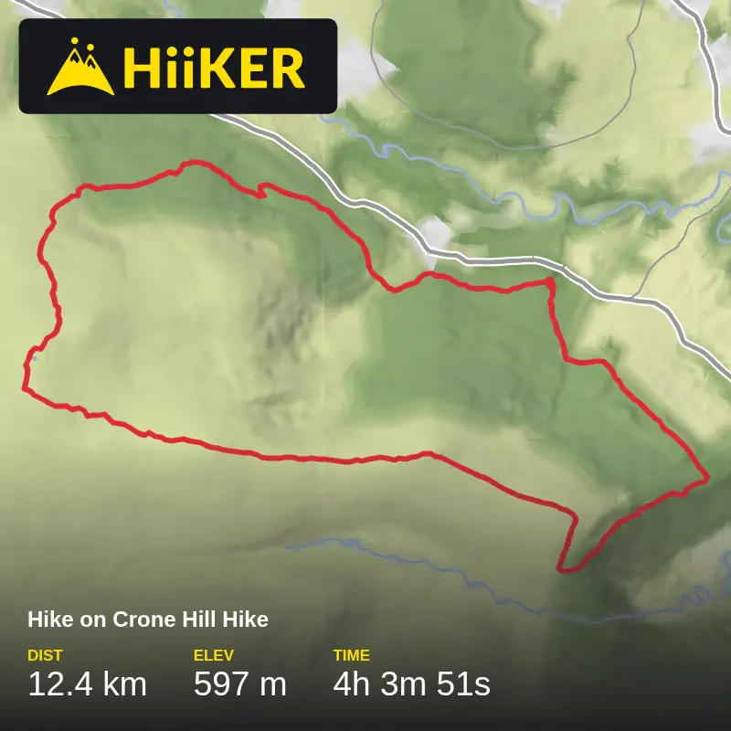 A map preview of the recording Hike on Crone Hill Hike.