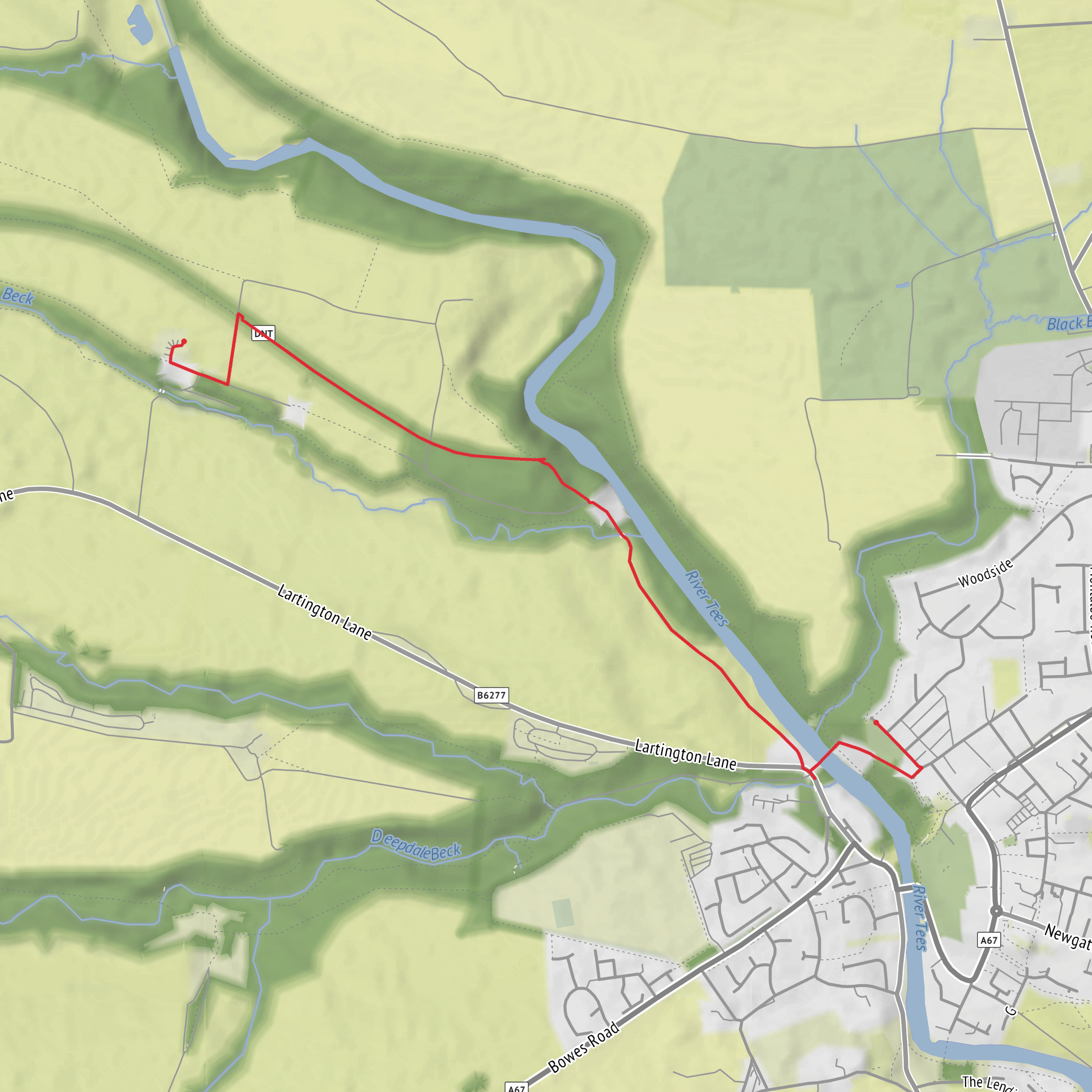 Hike from County Durham via River Tees mobile static map