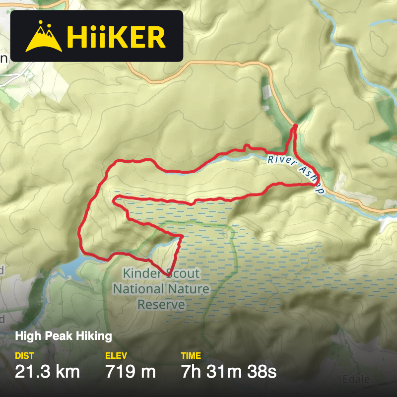 A map preview of the recording High Peak Hiking.
