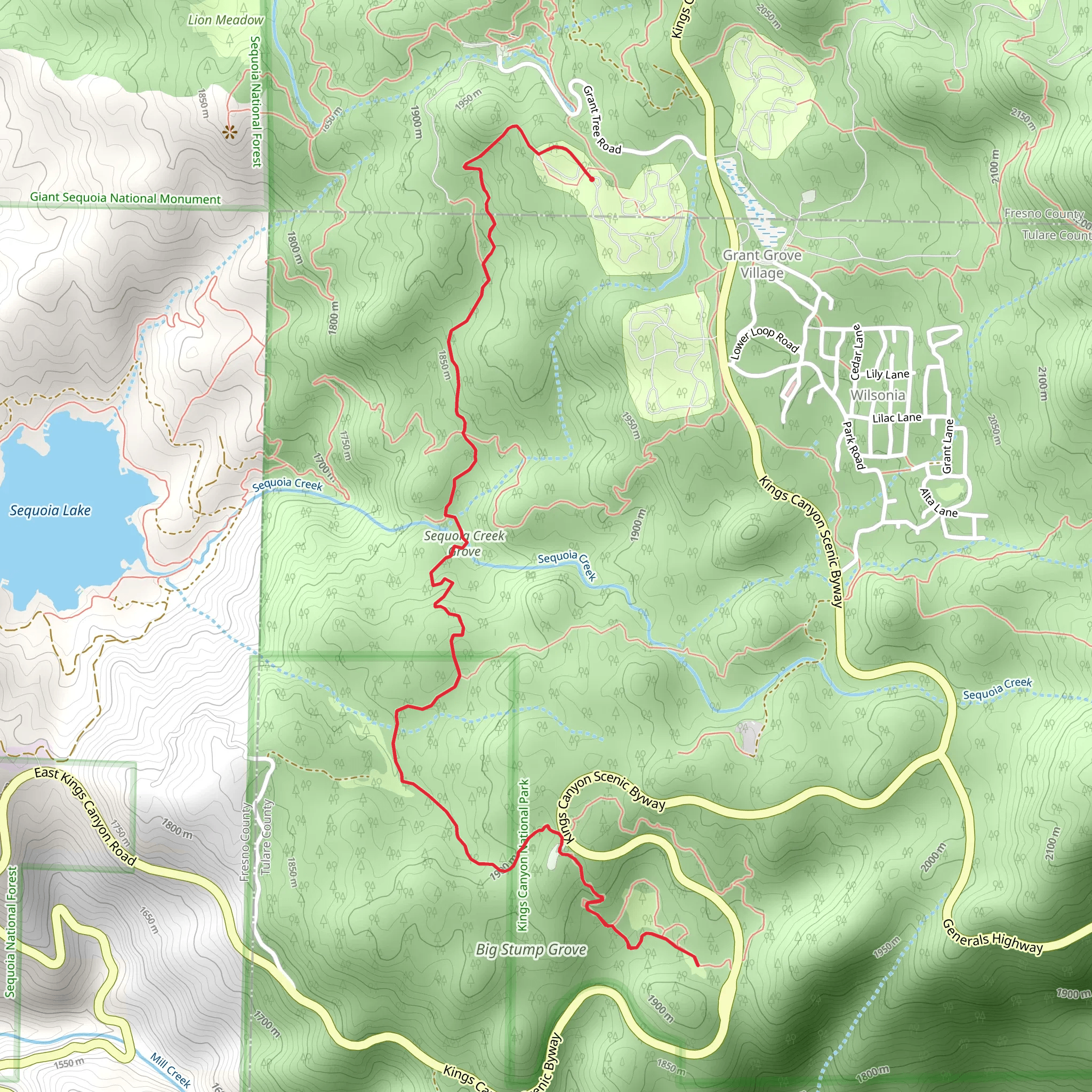 Big Stump and South Boundary Trail mobile static map