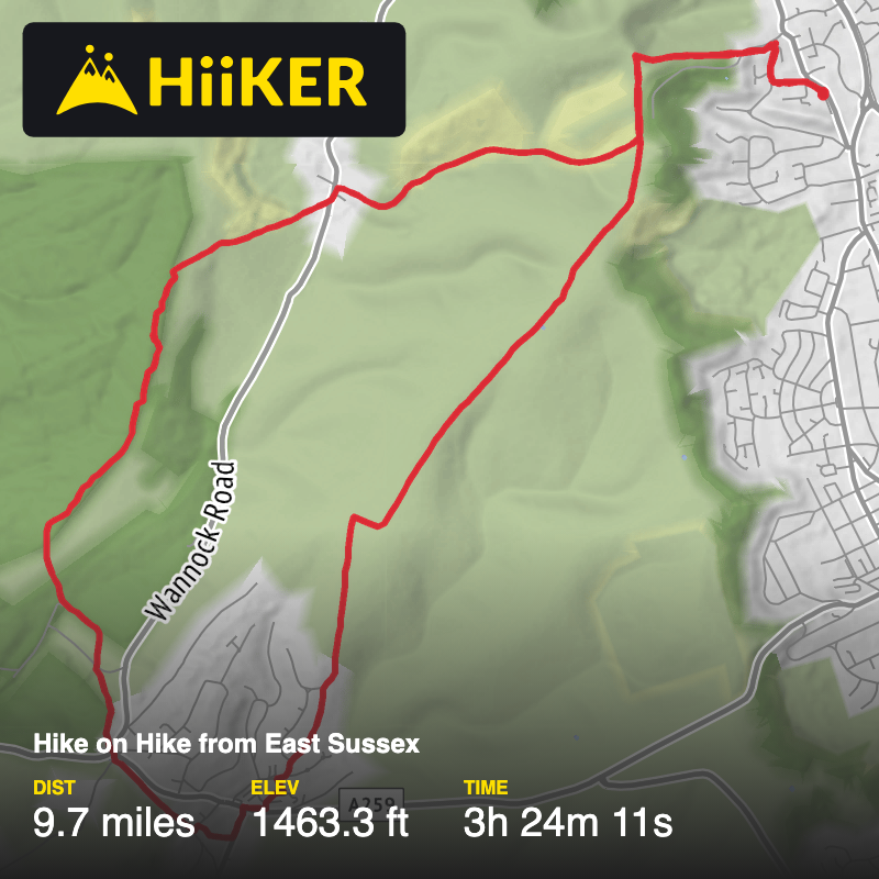 A map preview of the recording Hike on Hike from East Sussex.
