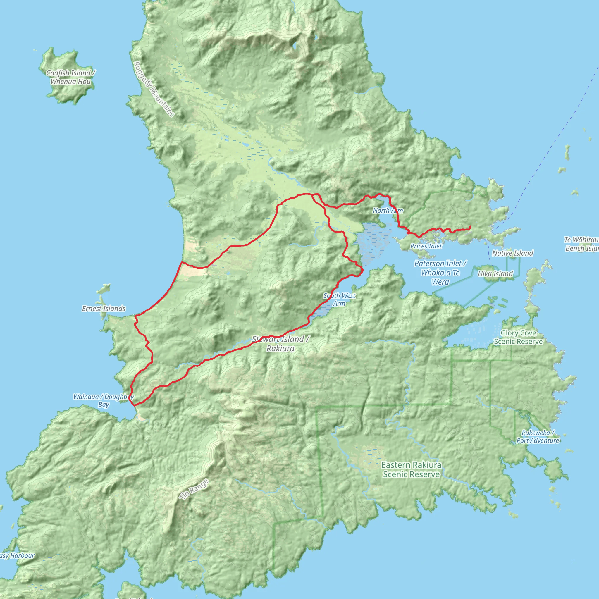 Southern Circuit Stewart Island - Rakiura mobile static map