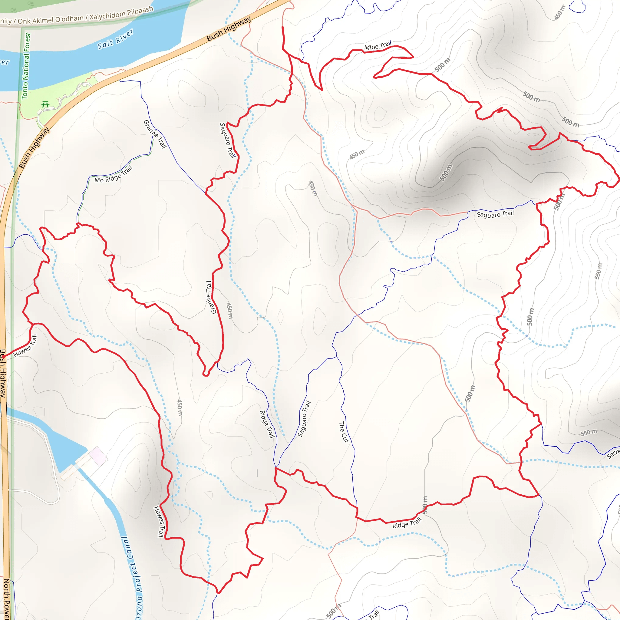 Hawes, Saddle and Granite Loop Trail mobile static map