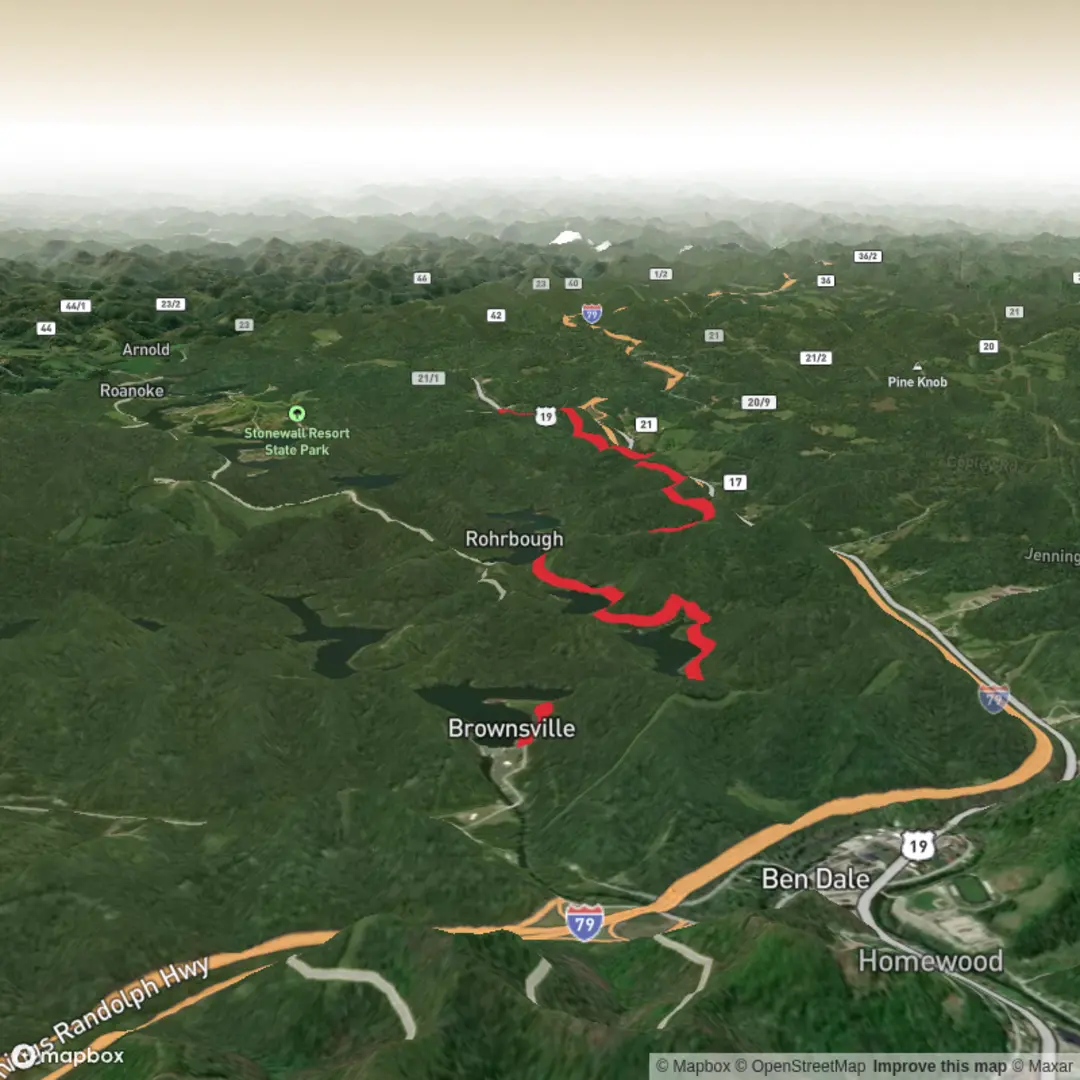 An image depicting the trail Rush Run Trail and its surrounding area.