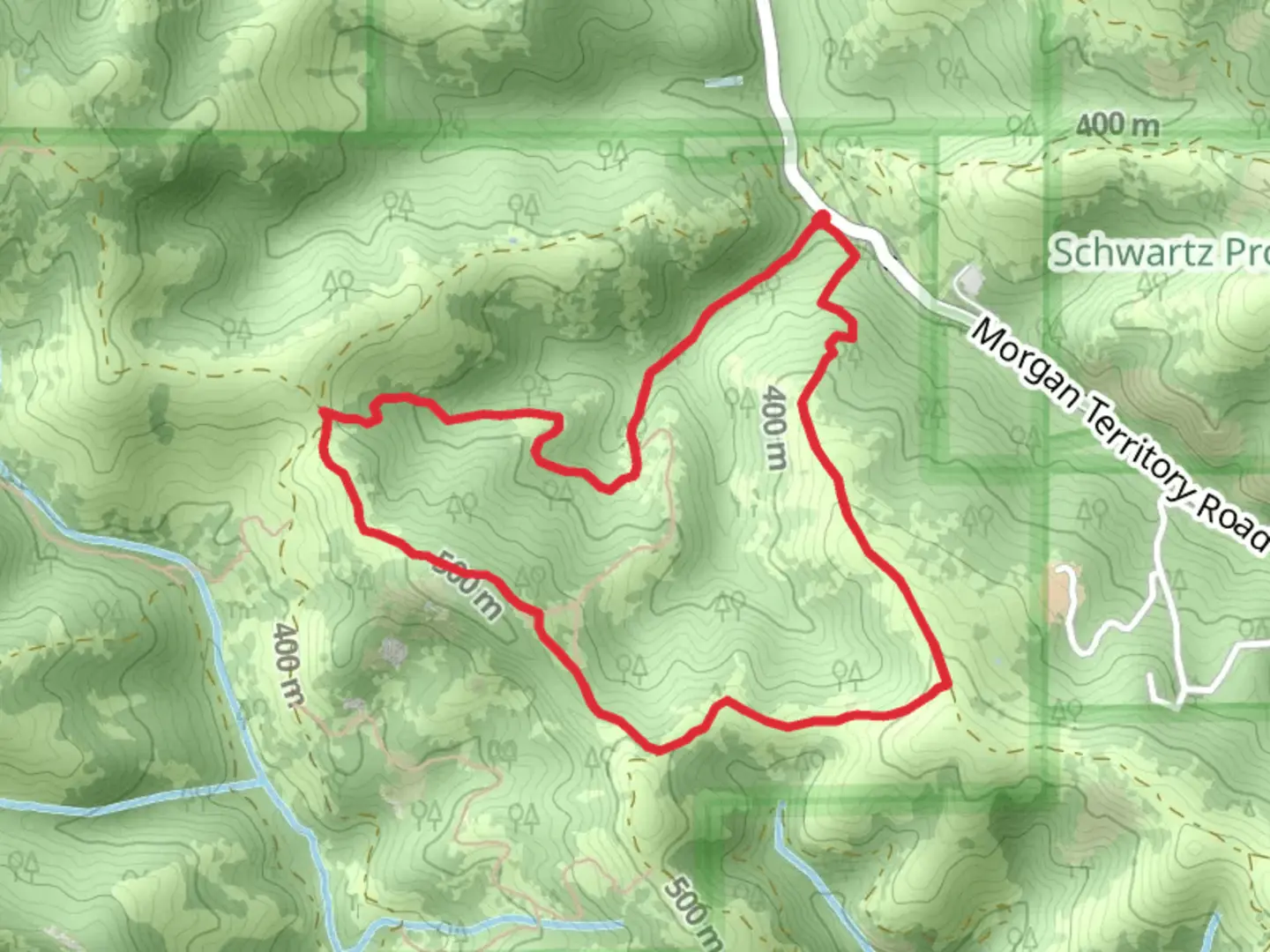 An image depicting the trail Morgan Creek, Jeremiah Creek Trail and Diablo Regional Trail Loop and its surrounding area.