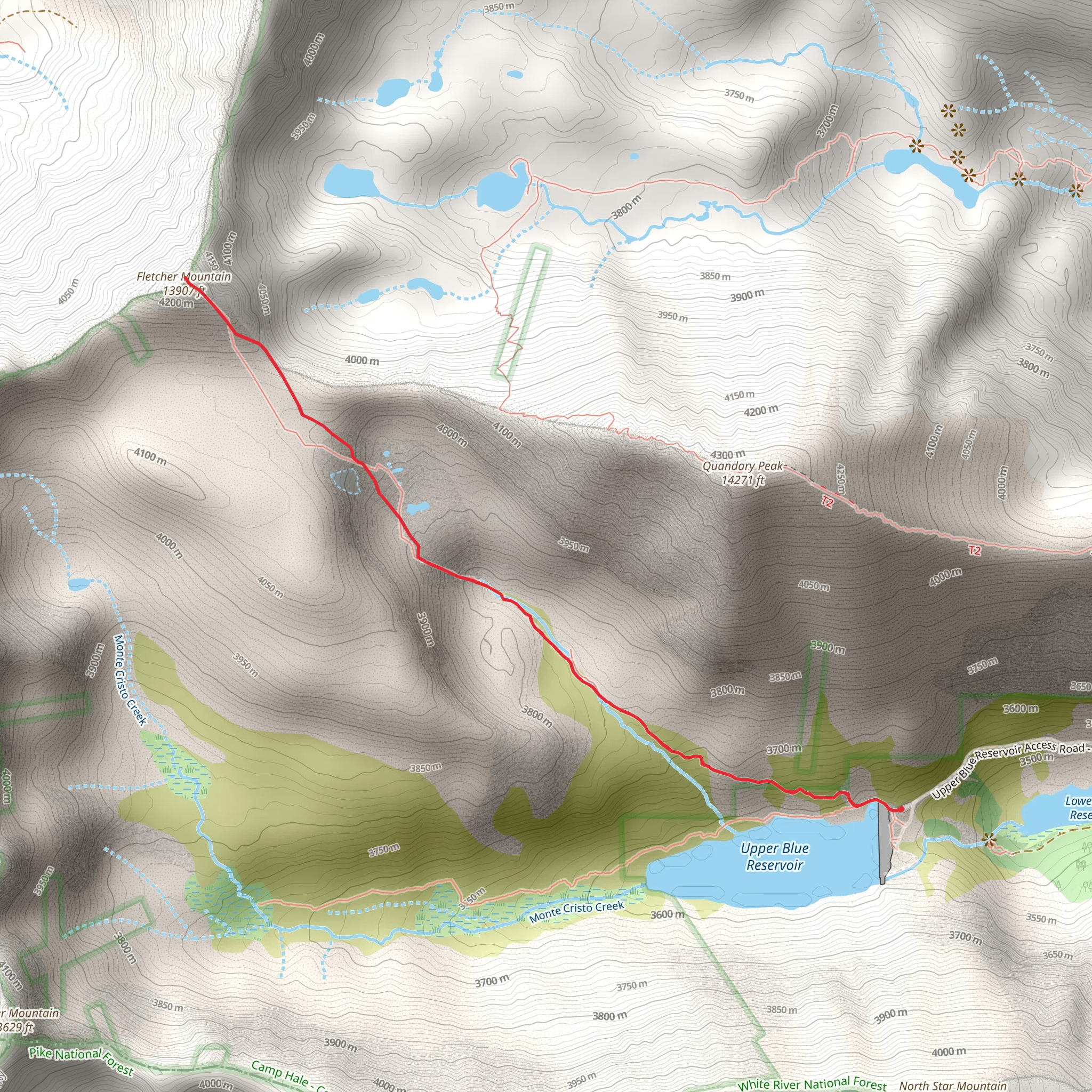 Fletcher Mountain via Blue Lakes Trail mobile static map