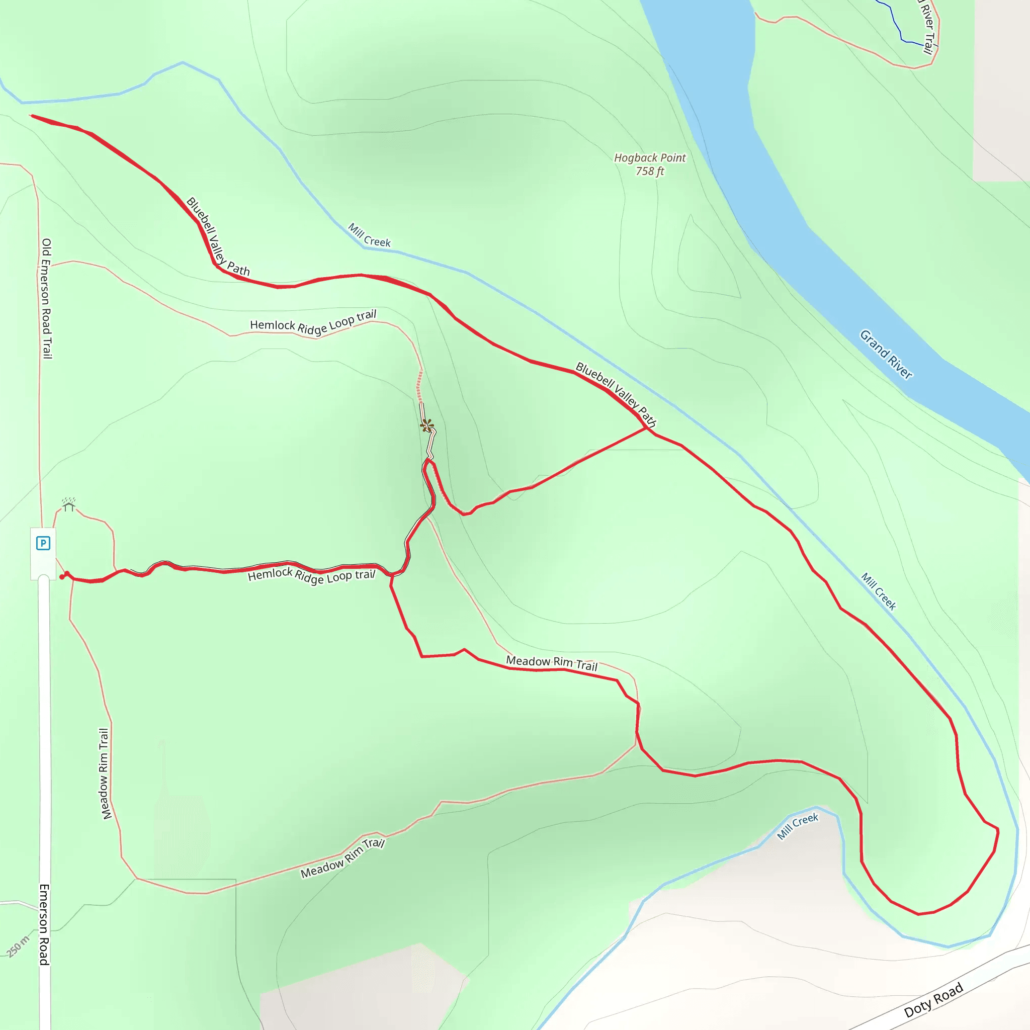 Hemlock Ridge Trail and Meadow Rim Loop Trail mobile static map