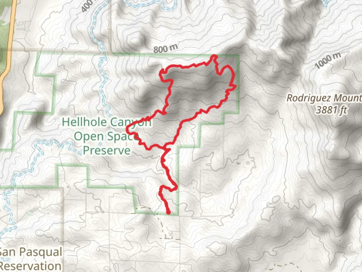 An image depicting the trail Rodriguez Peak Trail and Hell Creek Trail Loop and its surrounding area.