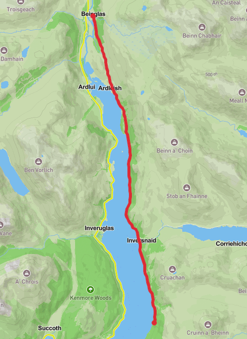 Loch Lomond section unfortunately hiker stoped working half way through  mobile static map