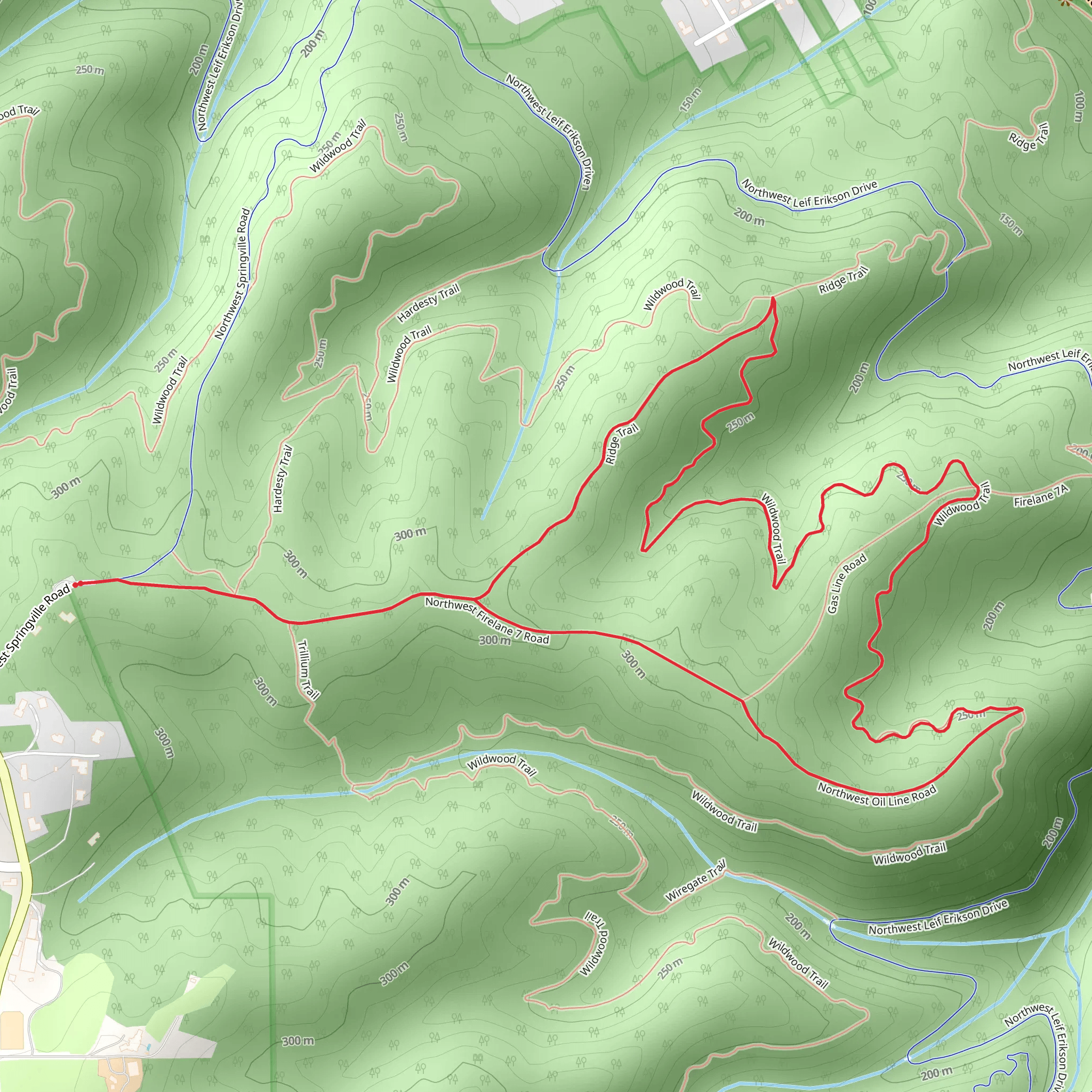 Wildwood Trail and Ridge Loop Trail mobile static map