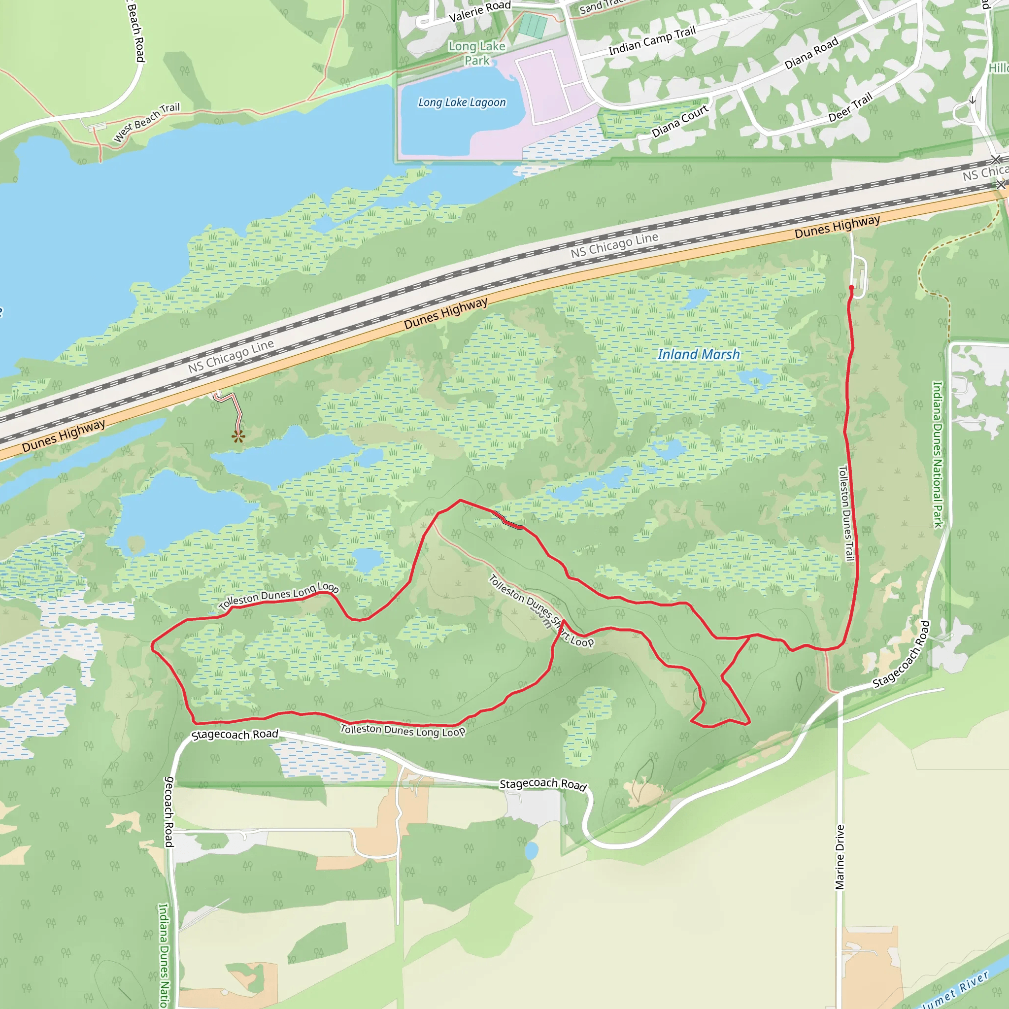 Tolleston Dunes Long Loop Trail mobile static map