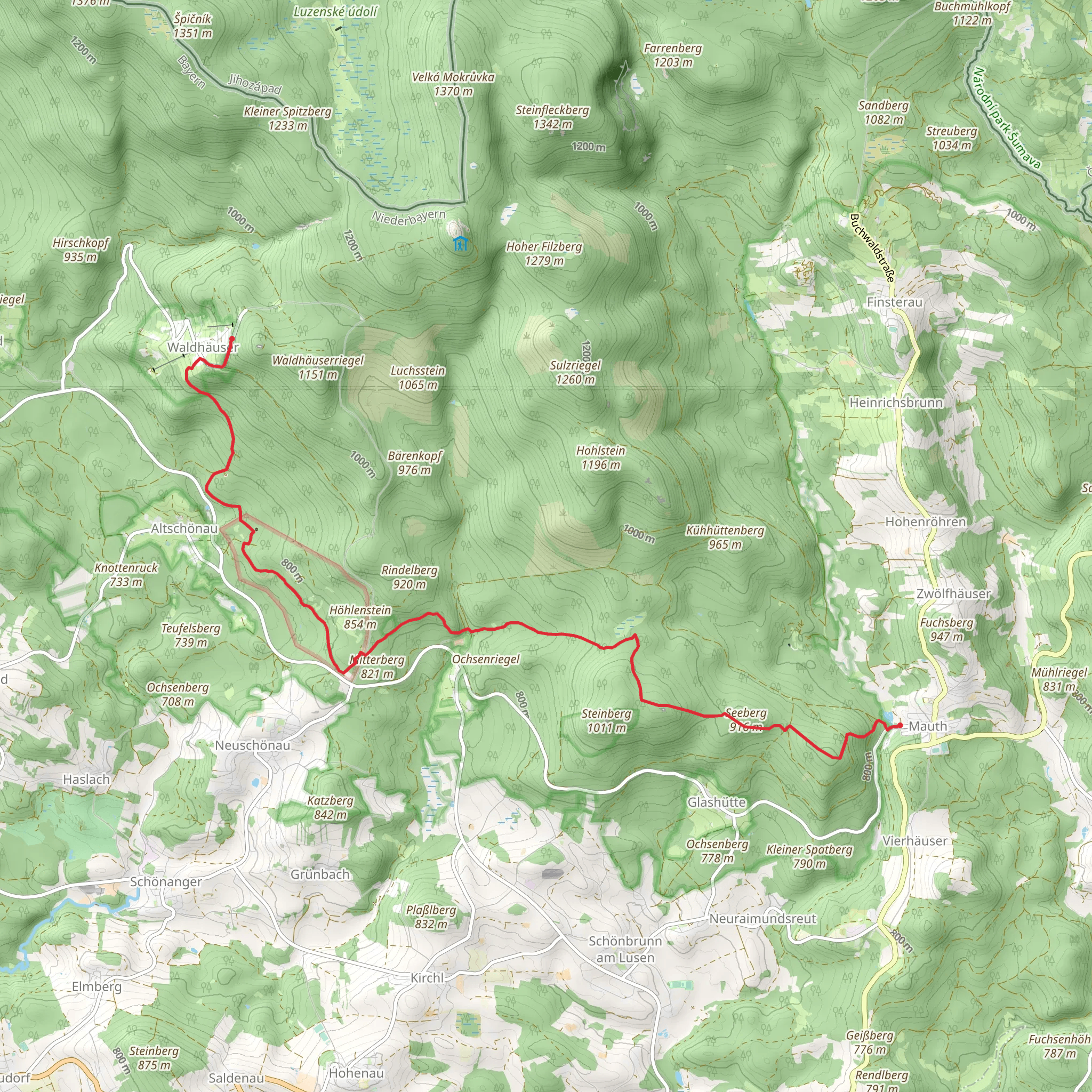Mauth to Waldhaeuser via Tanne mobile static map