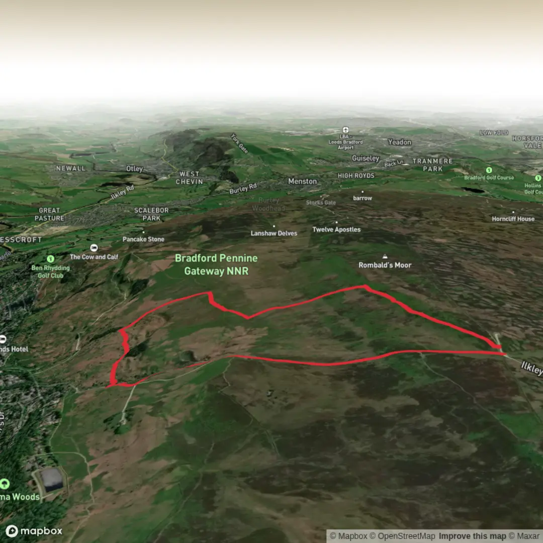 An image depicting the trail Ilkley Road - May 31 and its surrounding area.