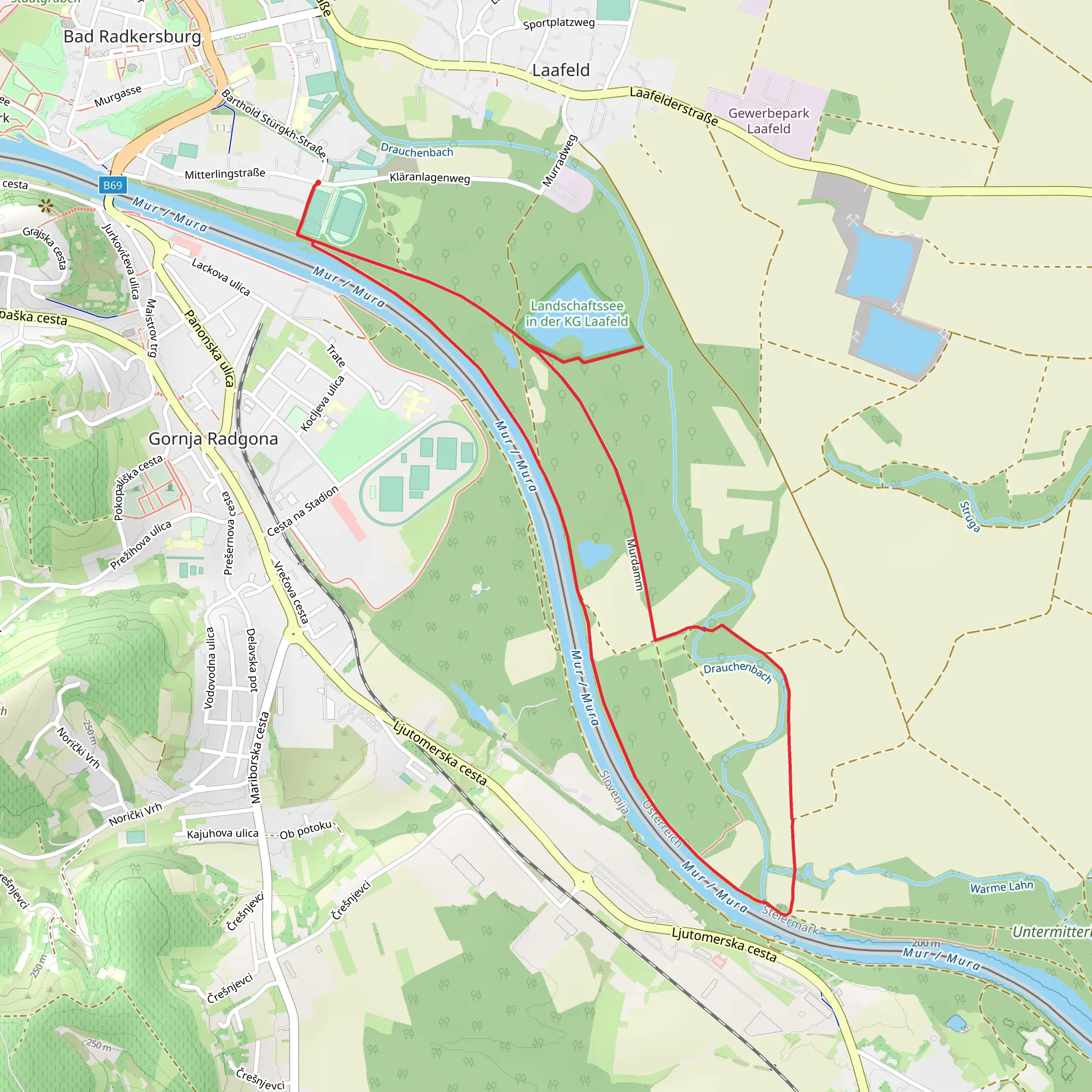 Antenne Flusslandschaft Murauen, Bad Radkersburg mobile static map