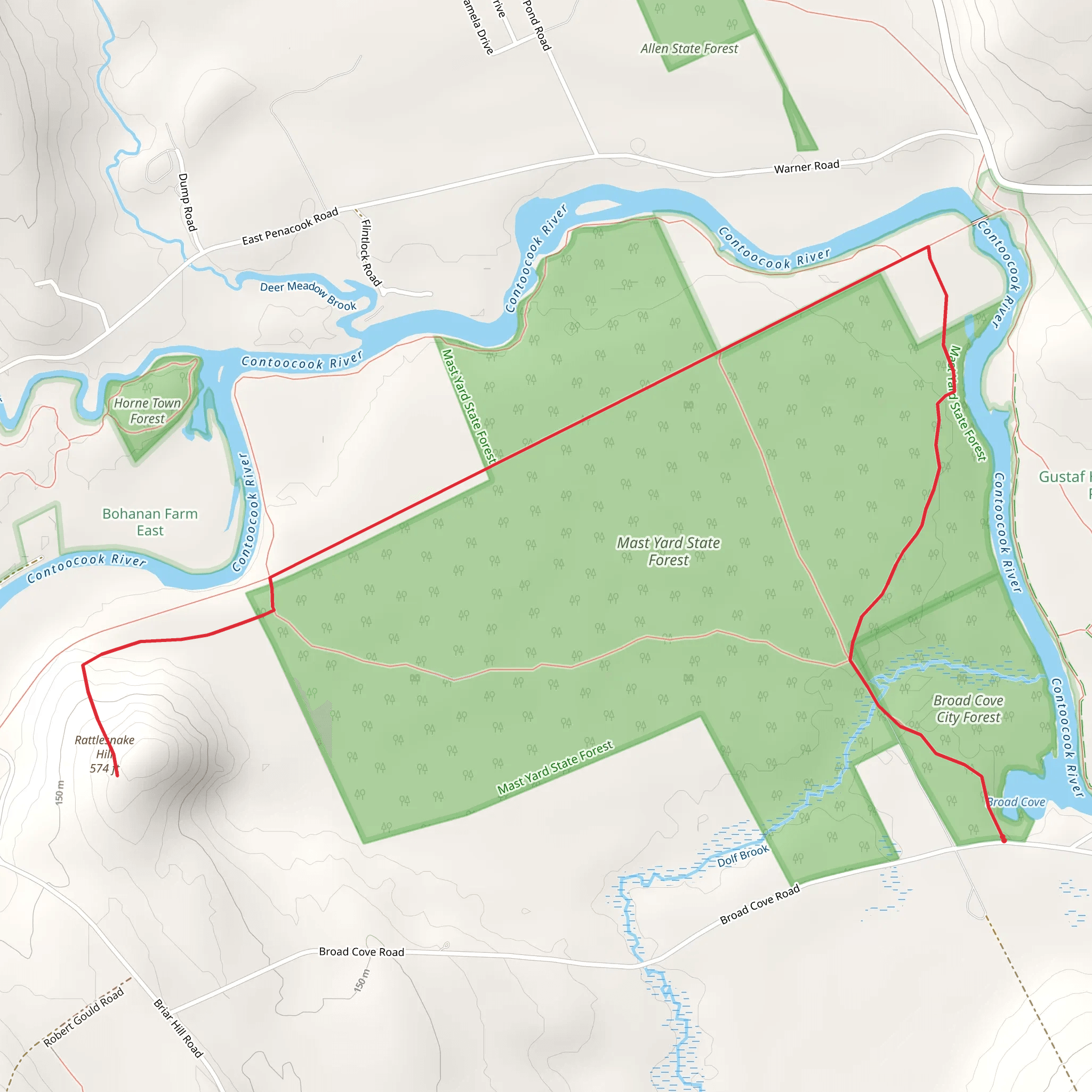 Mast Yard State Forest - Rattlesnake Hill Trail mobile static map