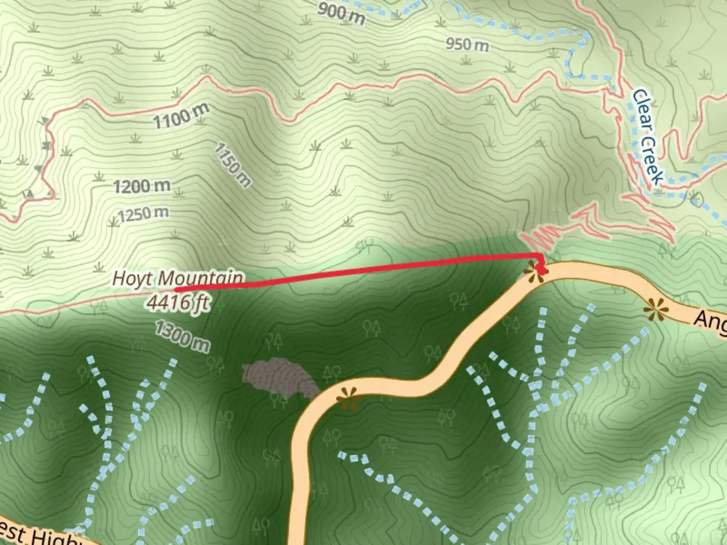 An image depicting the trail Hoyt Mountain from Georges Gap and its surrounding area.