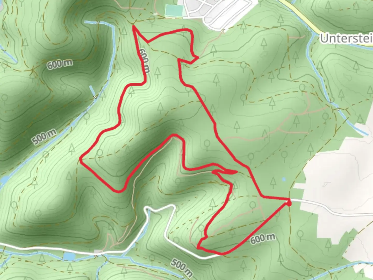 An image depicting the trail Säeuerlings Weg and Auf Jägersteigen DÖ Loop and its surrounding area.