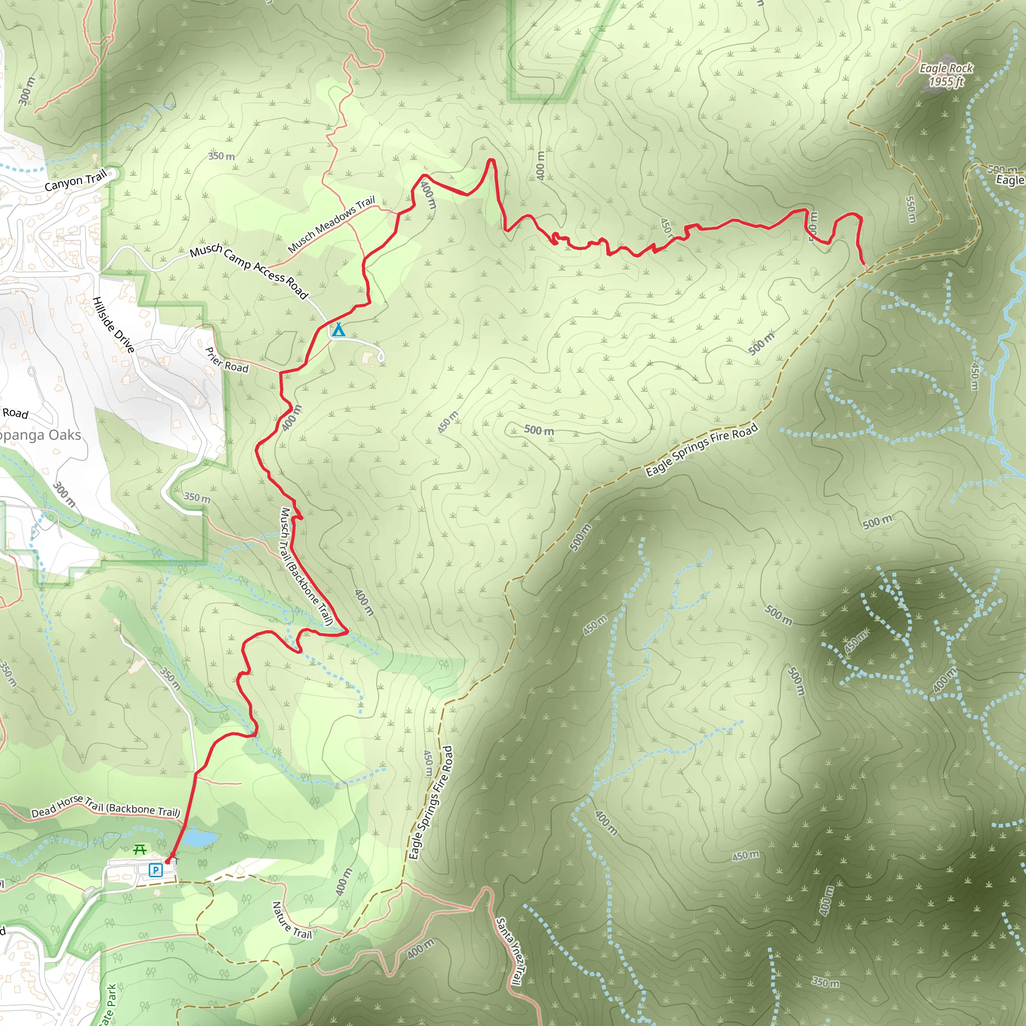 Backbone Trail - Musch Trail from Entrada Road mobile static map