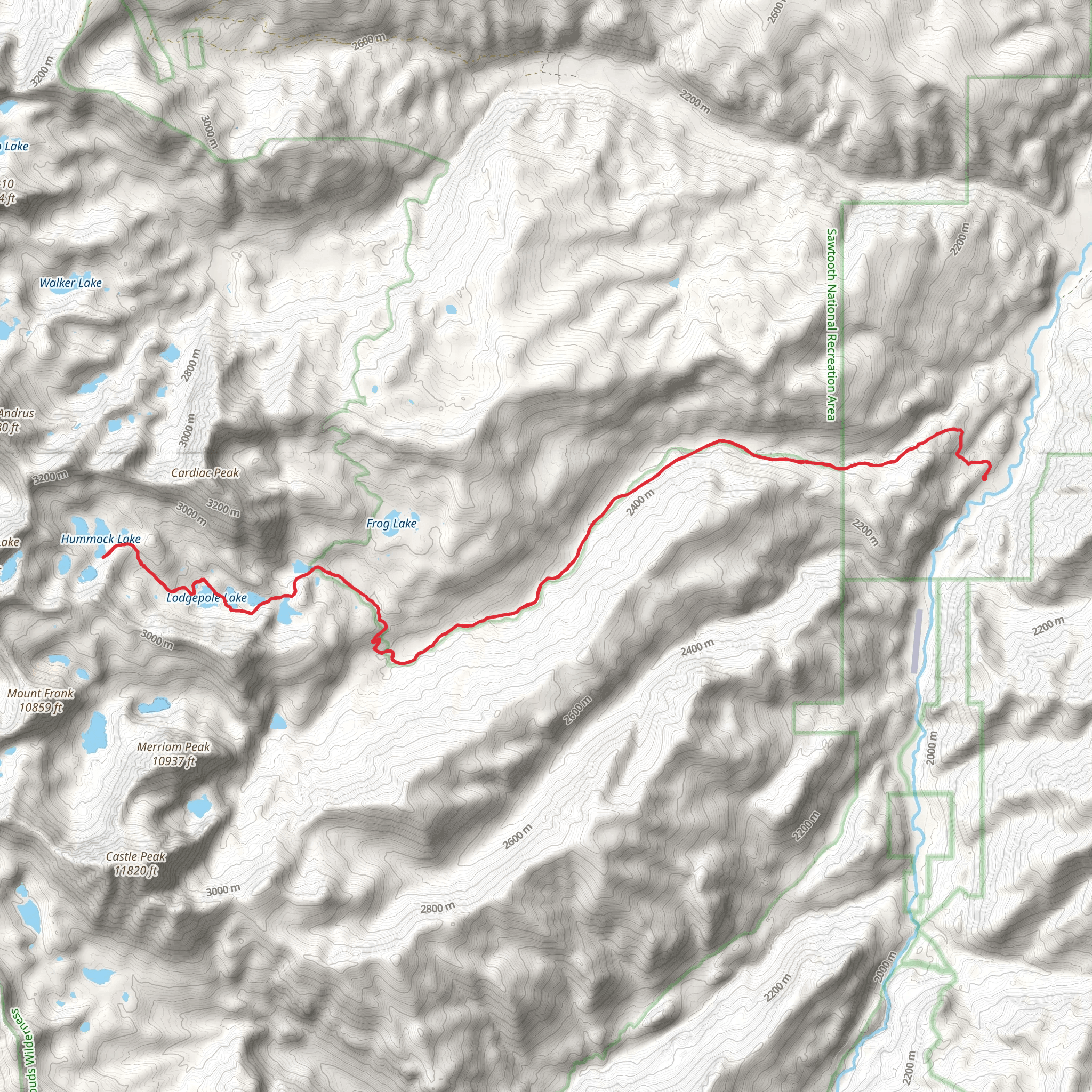 Hummock Lake and Willow lake Out and Back mobile static map