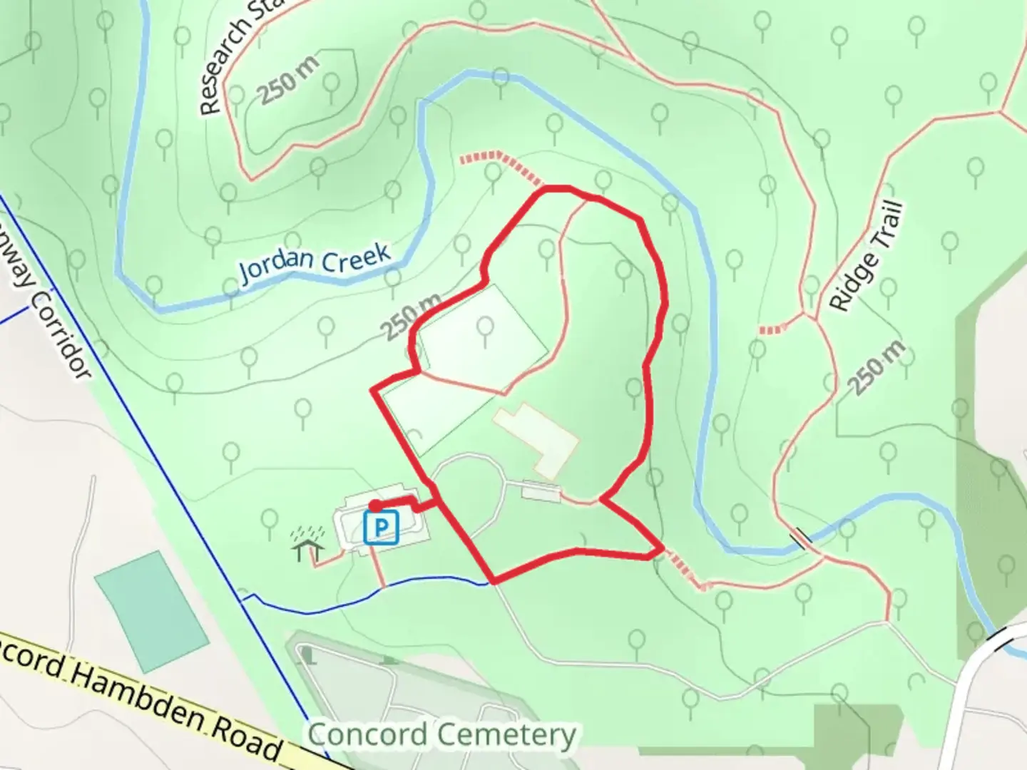 An image depicting the trail Learning Loop Trail and its surrounding area.